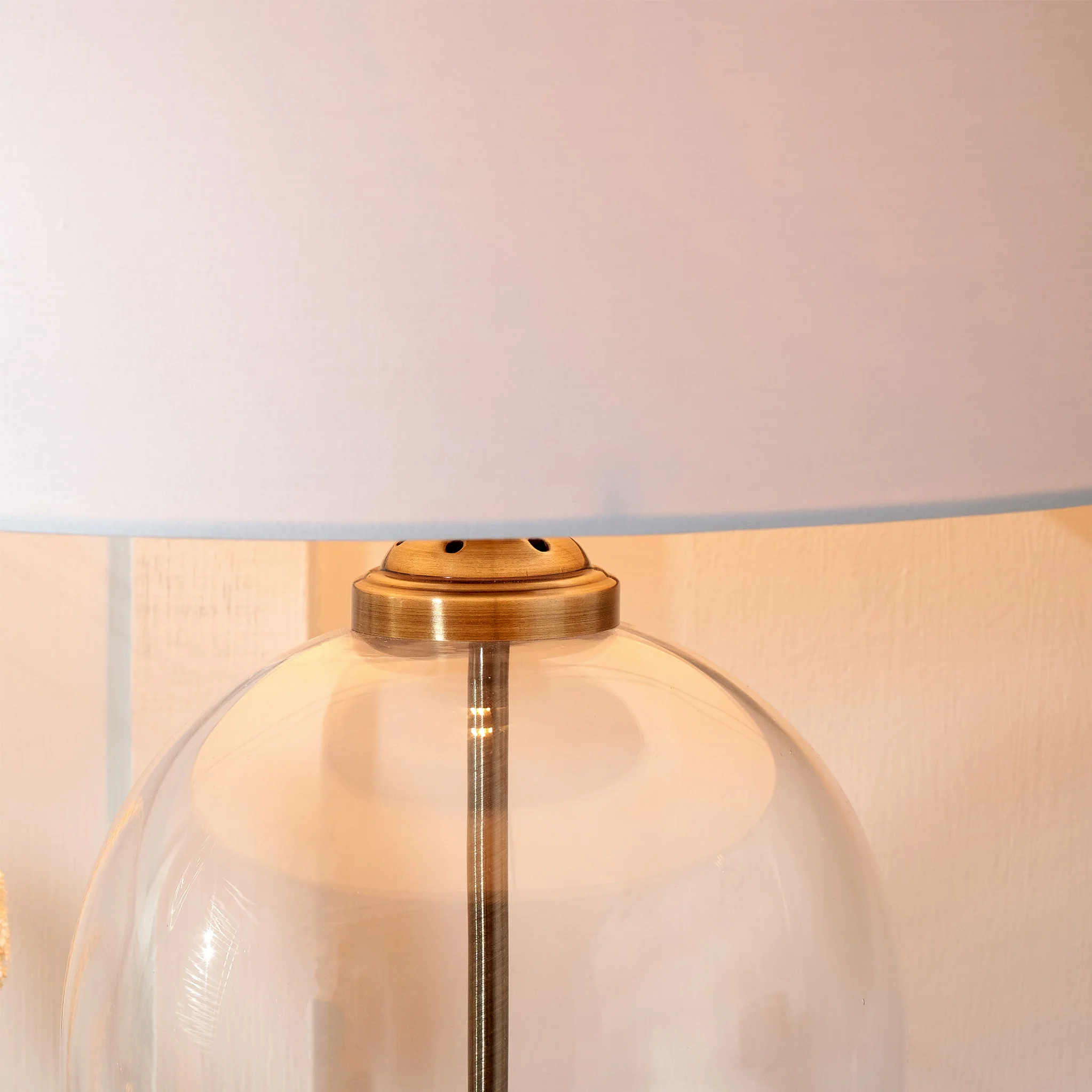 Cloche Clear Glass and Antique Brass Table Lamp - Image 3