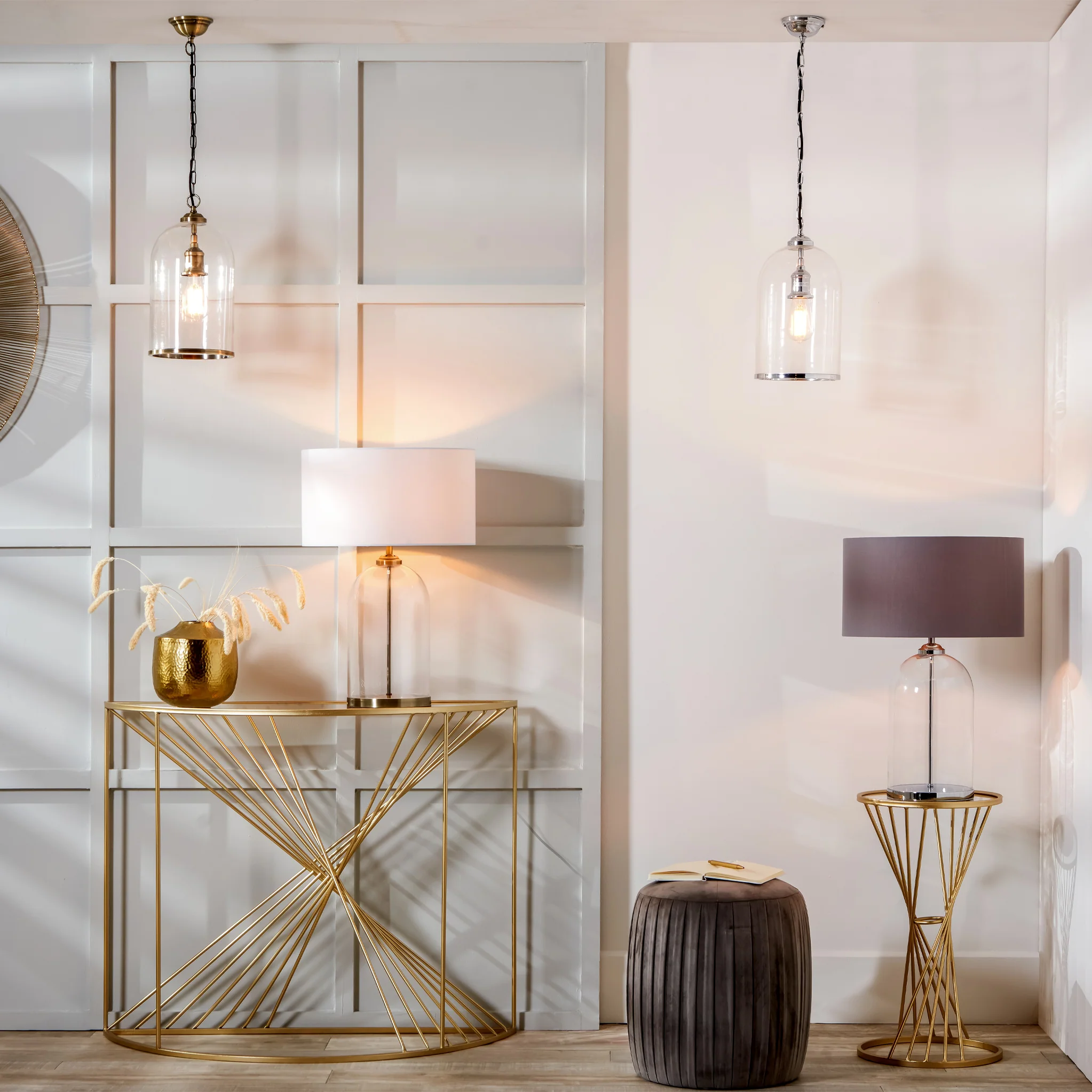 Cloche Clear Glass and Antique Brass Table Lamp - Image 6