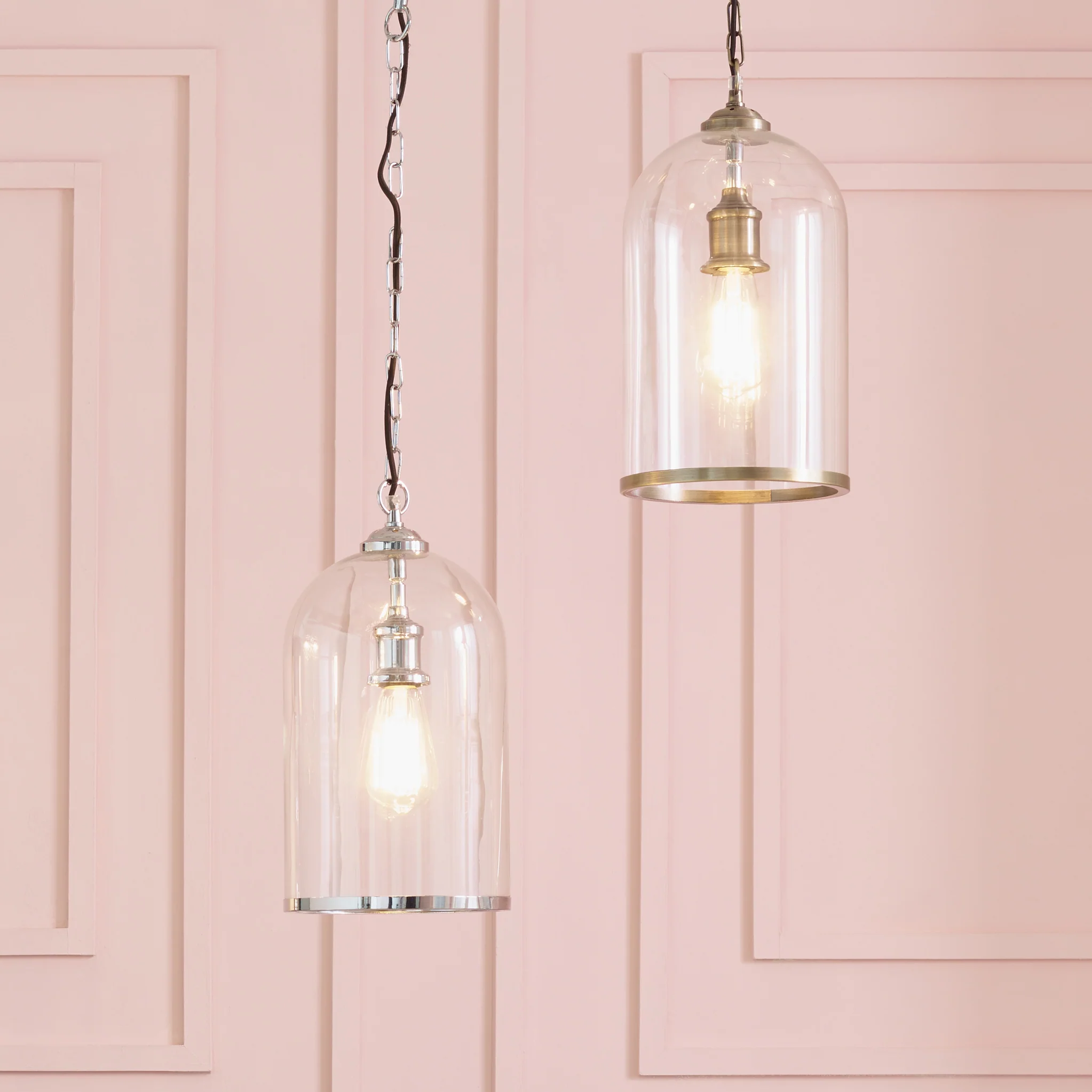 Cloche Clear Glass and Silver Pendant - Image 4