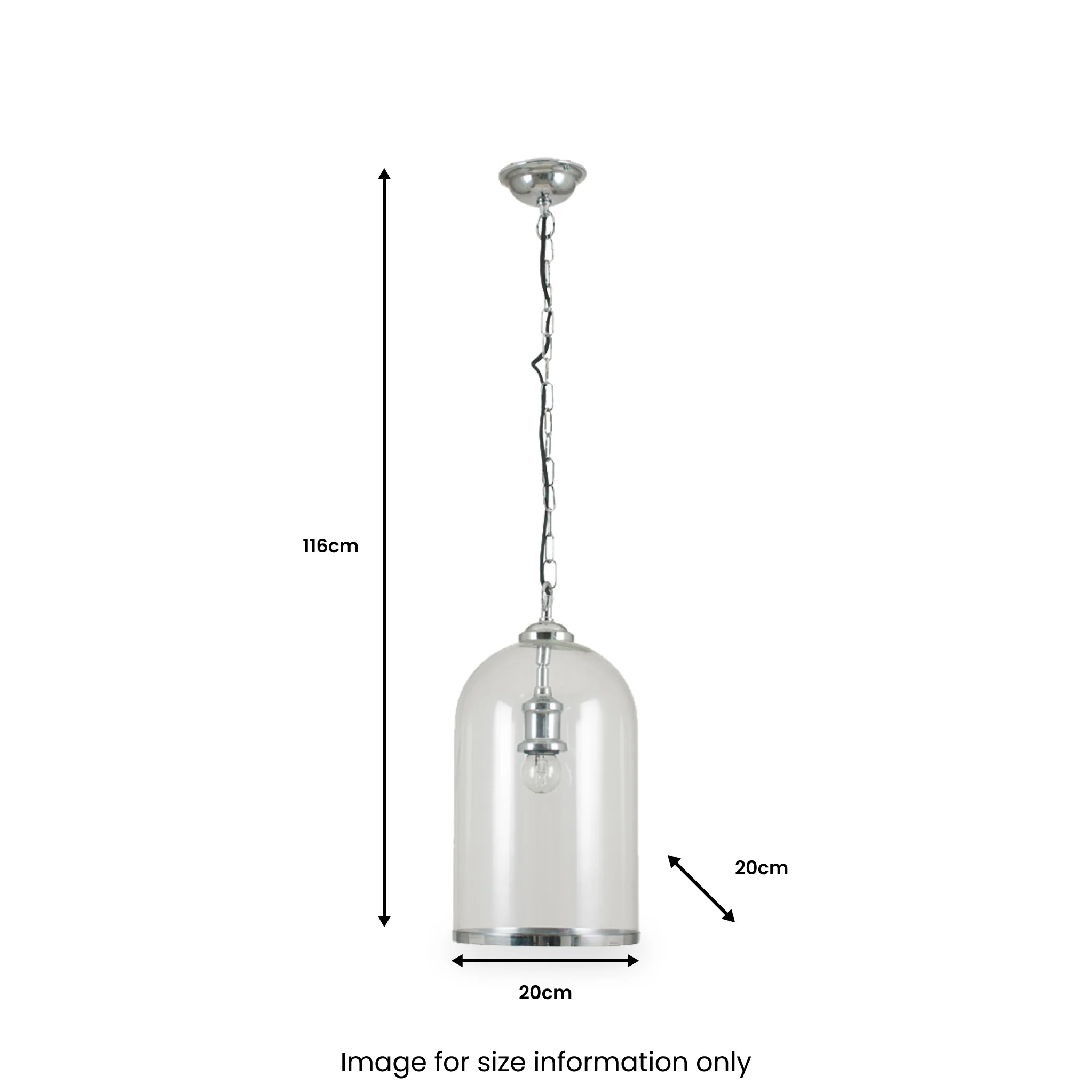 Cloche Clear Glass and Silver Pendant - Image 5