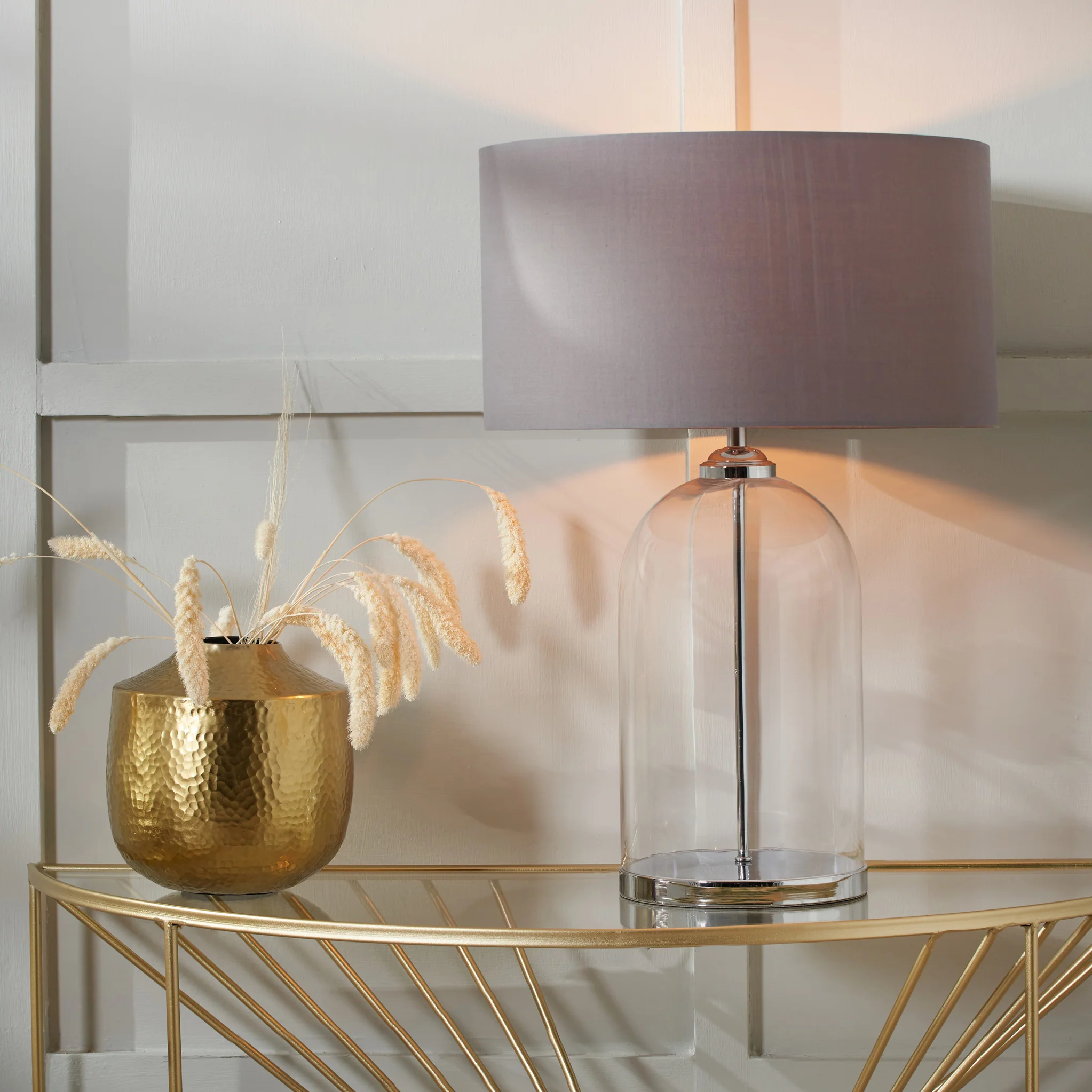 Cloche Clear Glass and Silver Table Lamp - Image 2