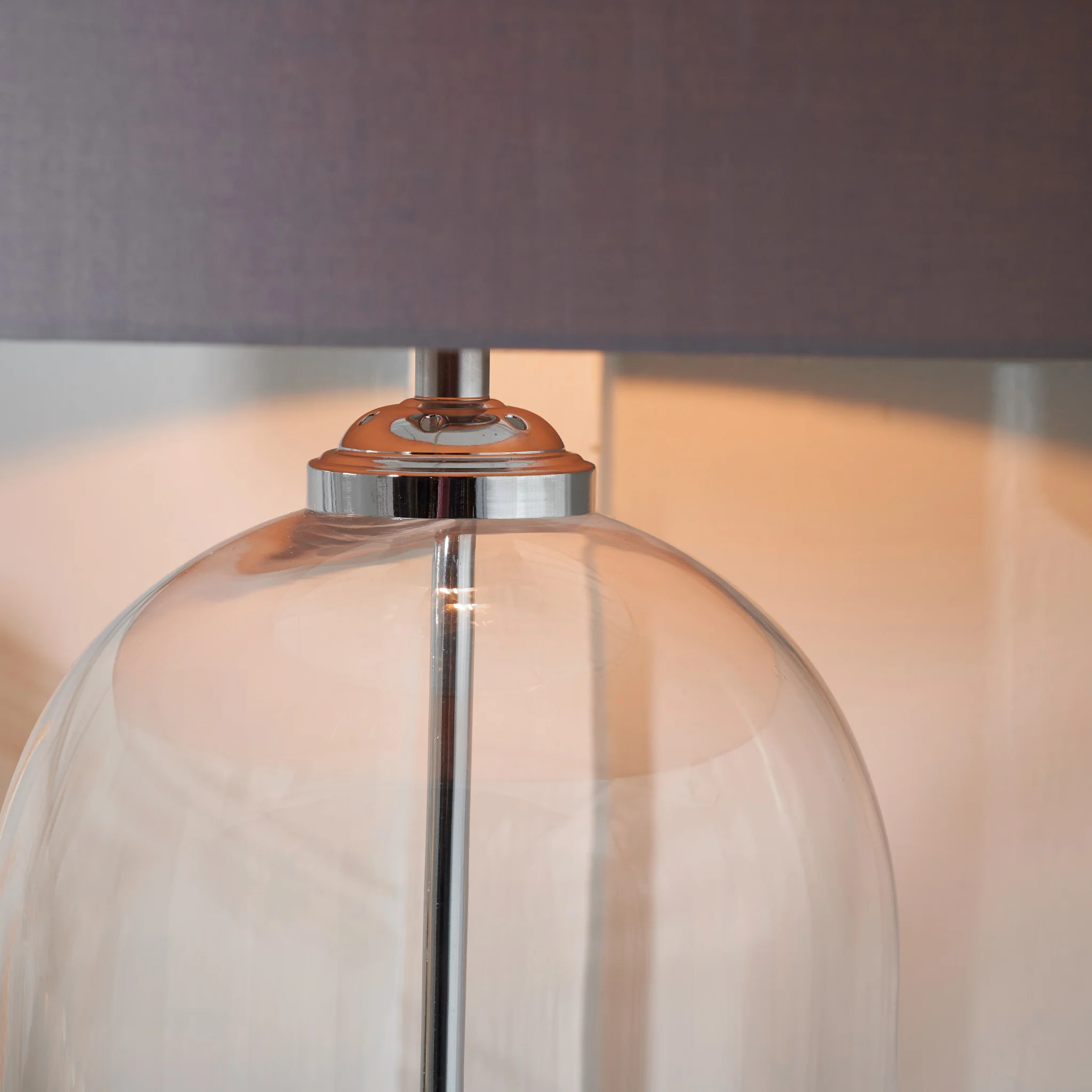 Cloche Clear Glass and Silver Table Lamp - Image 3