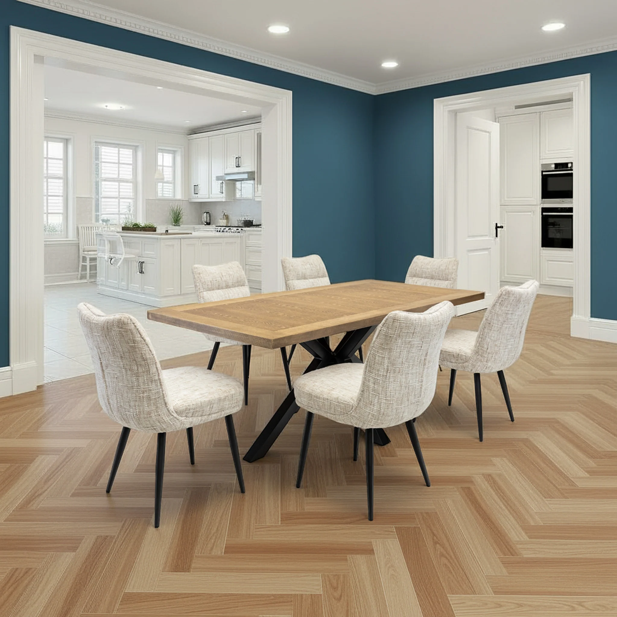 Farlie Oak effect 180cm Dining Table - Image 3
