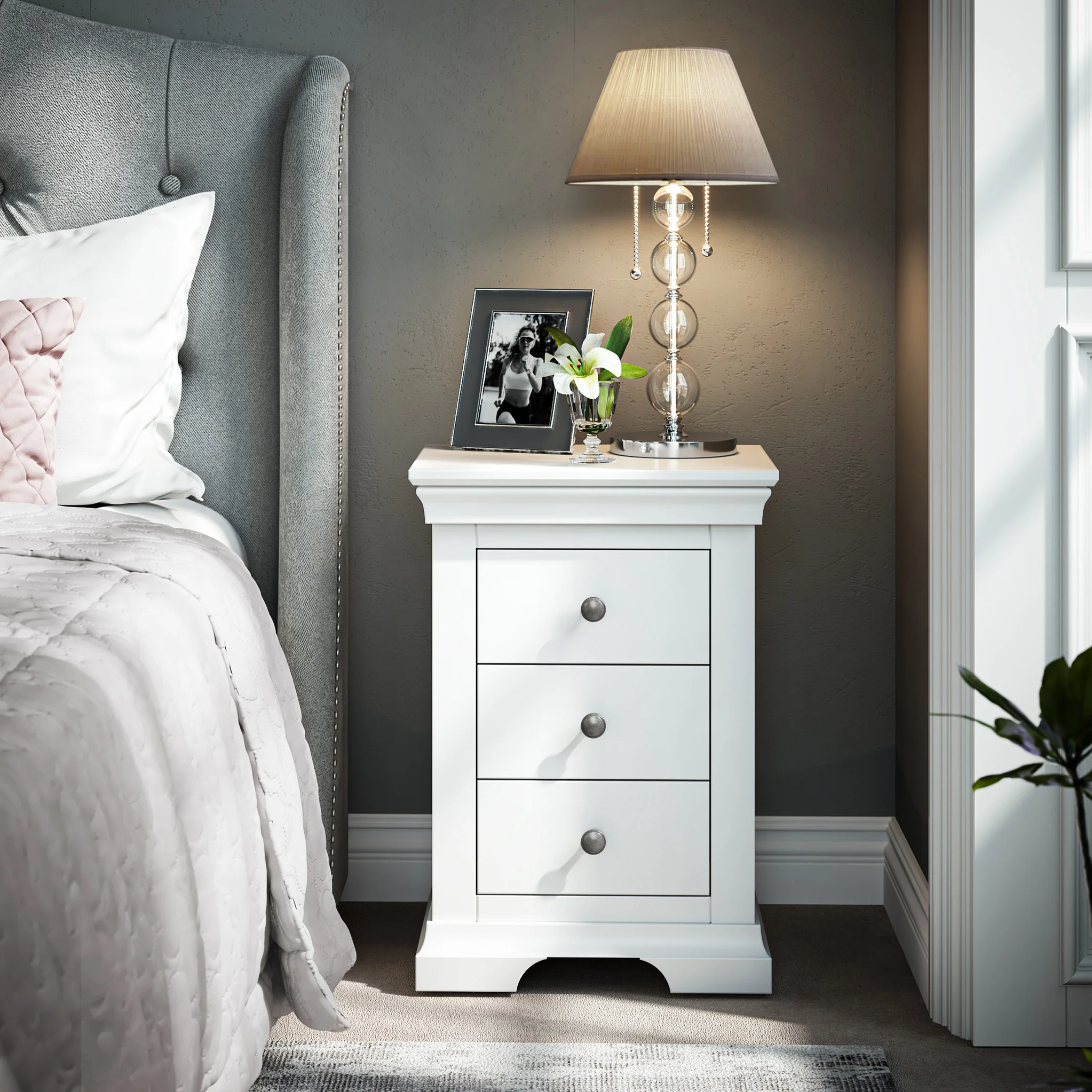 Colette 3 Drawer Bedside Table - Image 2