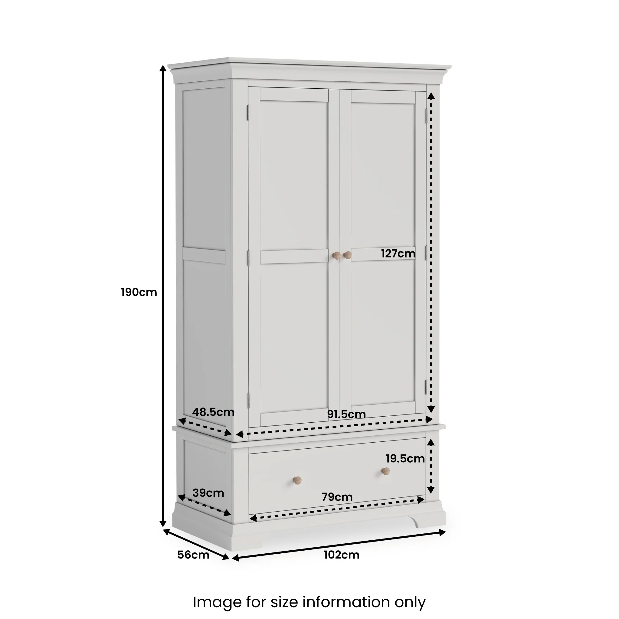 Colette Double Wardrobe & Drawer - Image 43