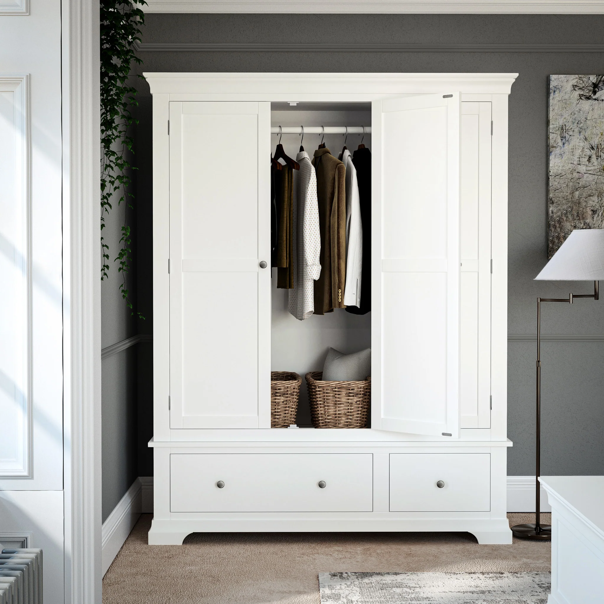 Colette Triple Wardrobe with 2 Drawers - Image 2