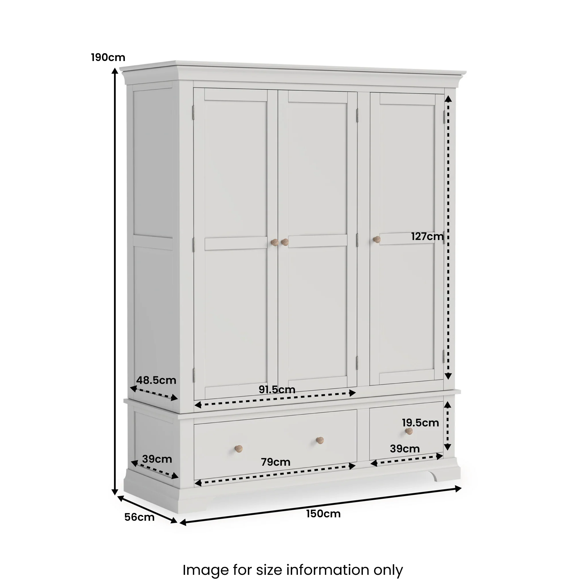 Colette Triple Wardrobe with 2 Drawers - Image 46