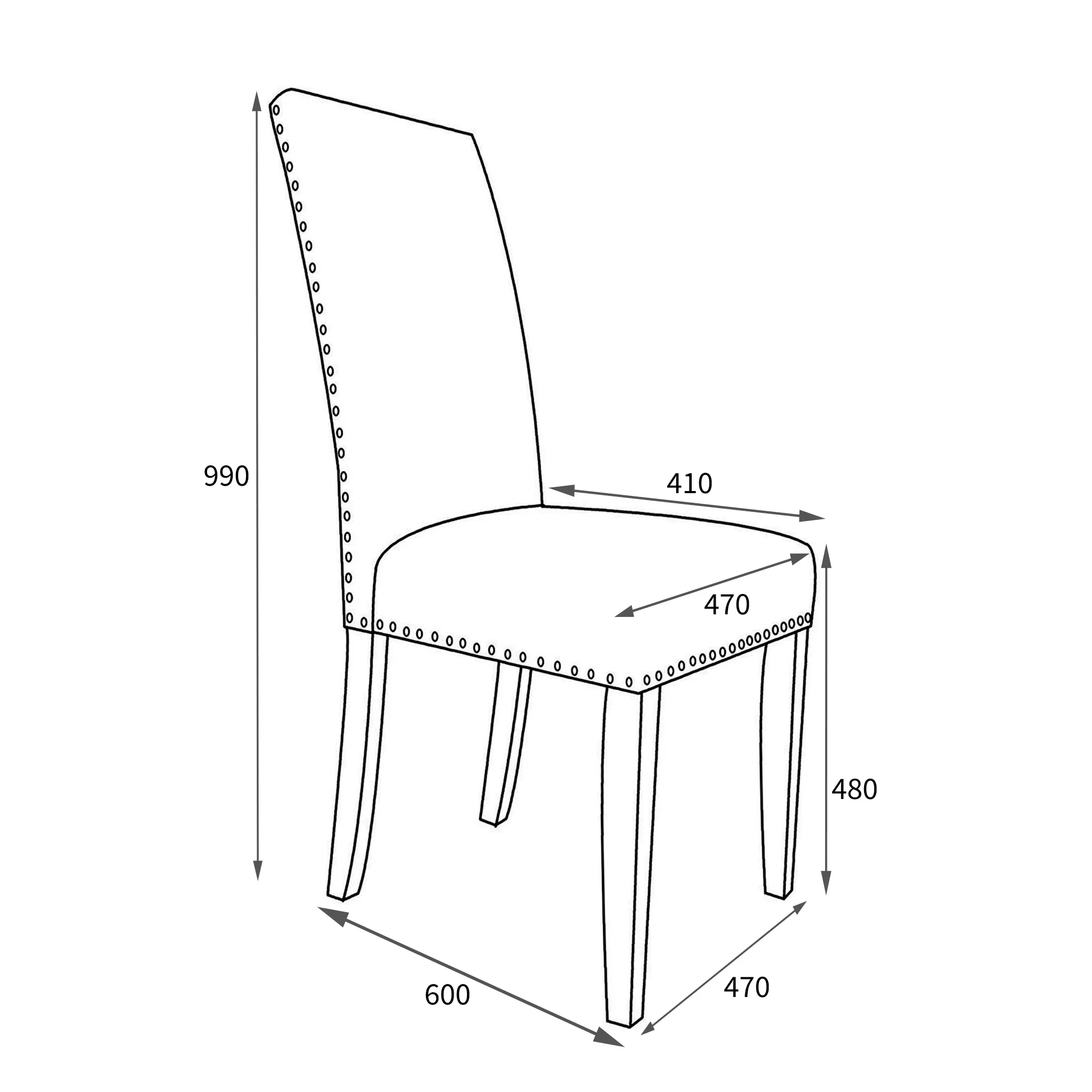 Conran Stud Detail Dining Chair with Natural Legs - Image 11