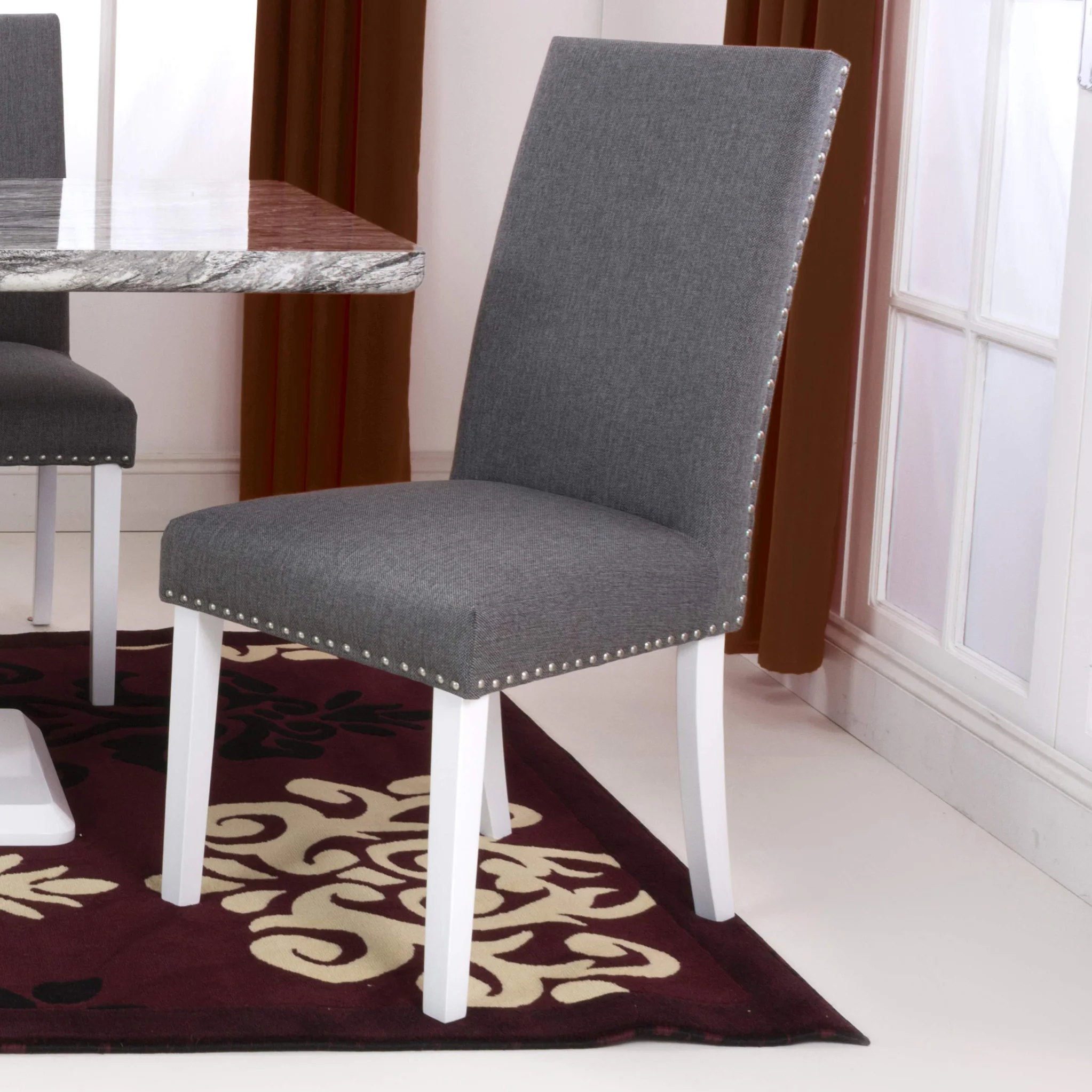 Conran Stud Detail Dining Chair with White Legs - Image 2