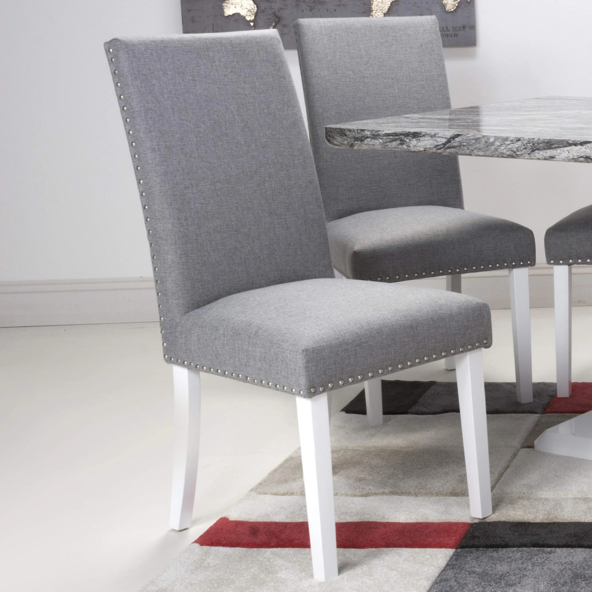 Conran Stud Detail Dining Chair with White Legs - Image 8