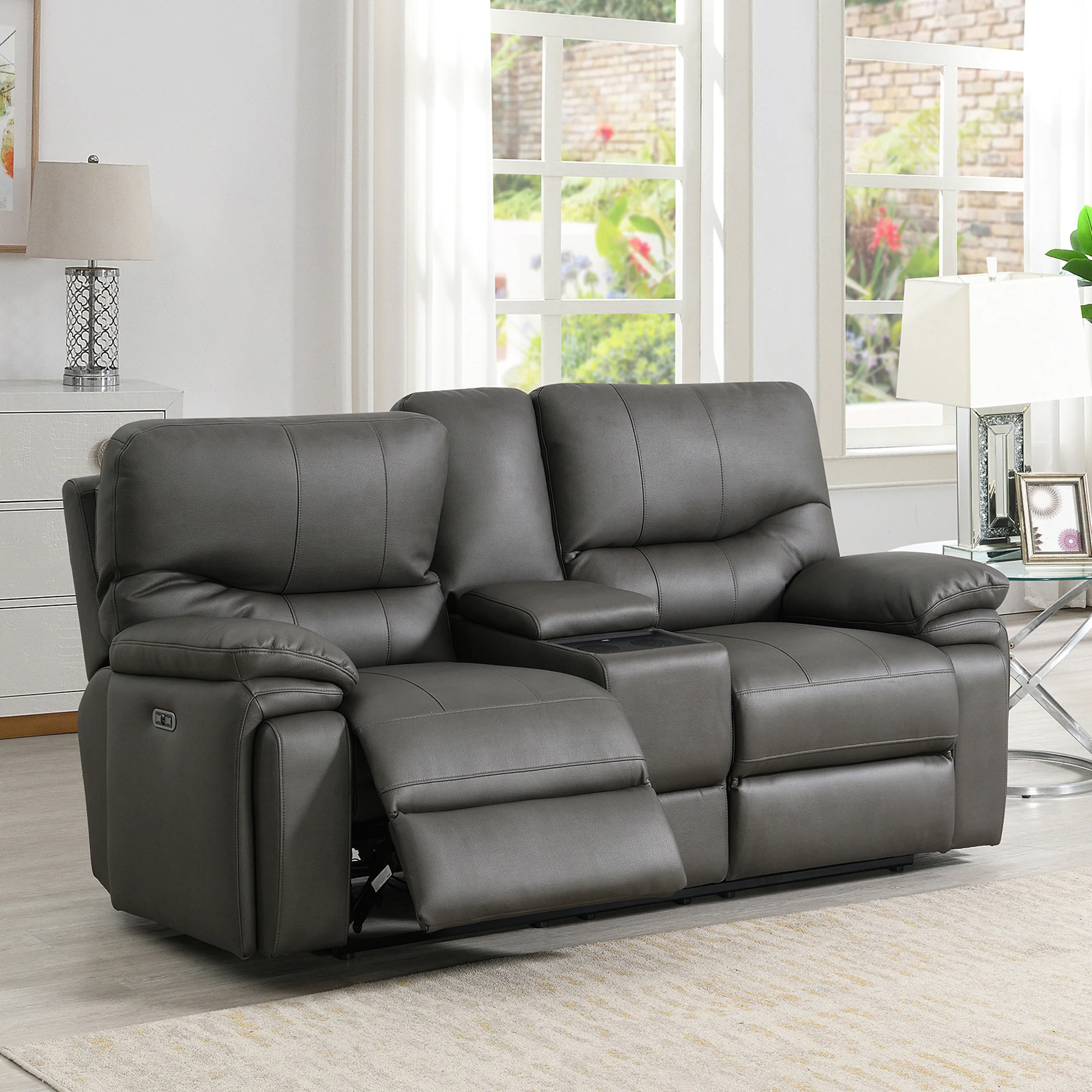 Cooper Tech Dual Power Recliner 2 Seater Sofa with Console - Image 10