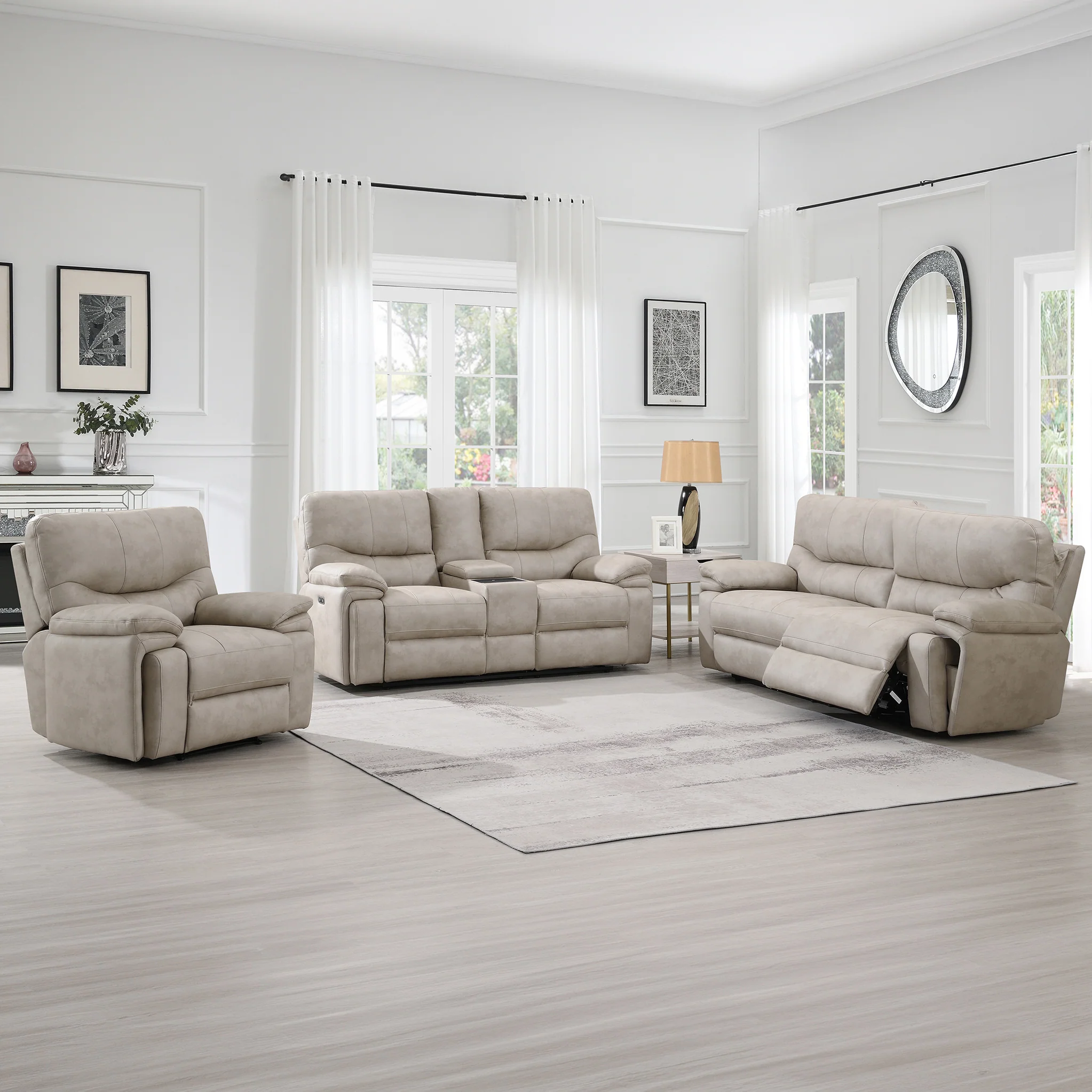 Cooper Tech Dual Power Recliner 2 Seater Sofa with Console - Image 6