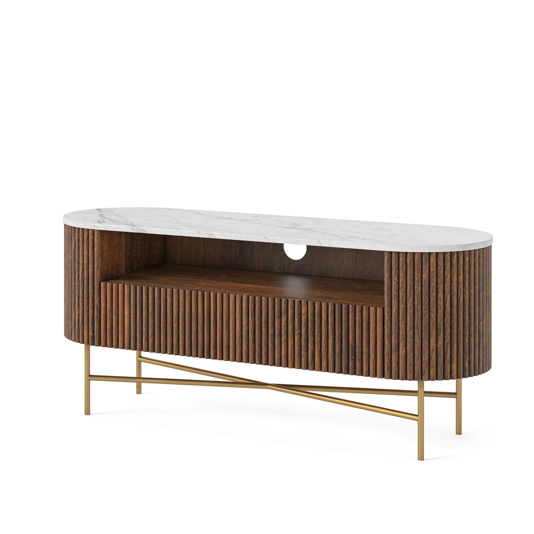 Milo Mango & Marble Fluted TV Media Unit - Image 3