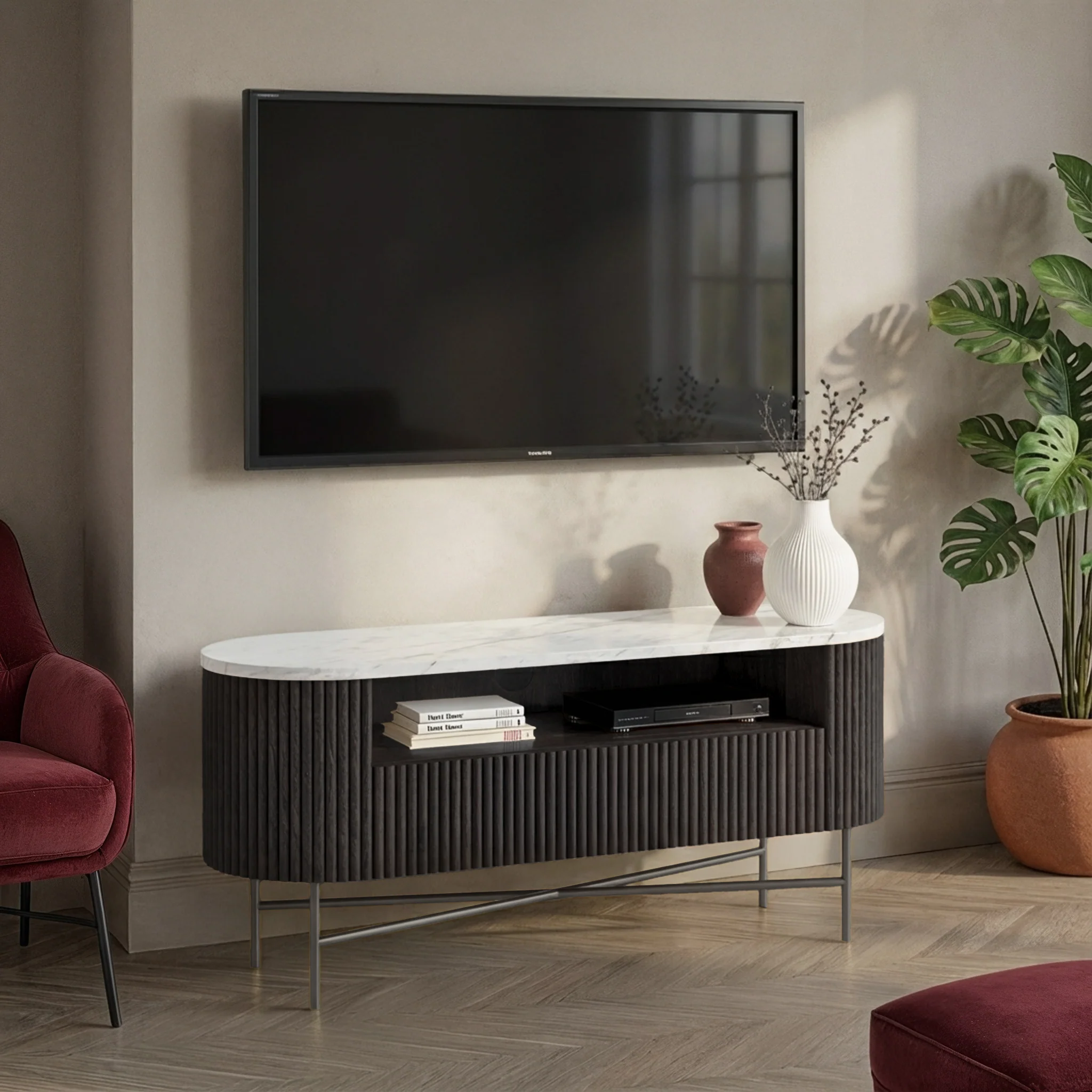 Milo Mango & Marble Fluted TV Media Unit - Image 9
