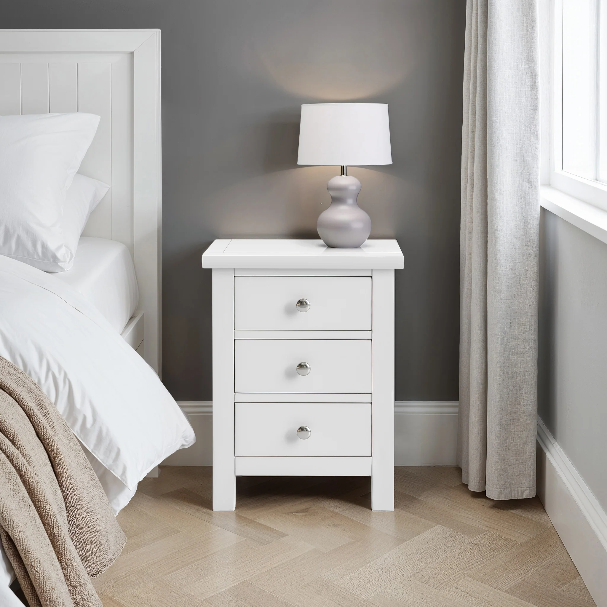 Cornish 3 Drawer Bedside Table - Image 8
