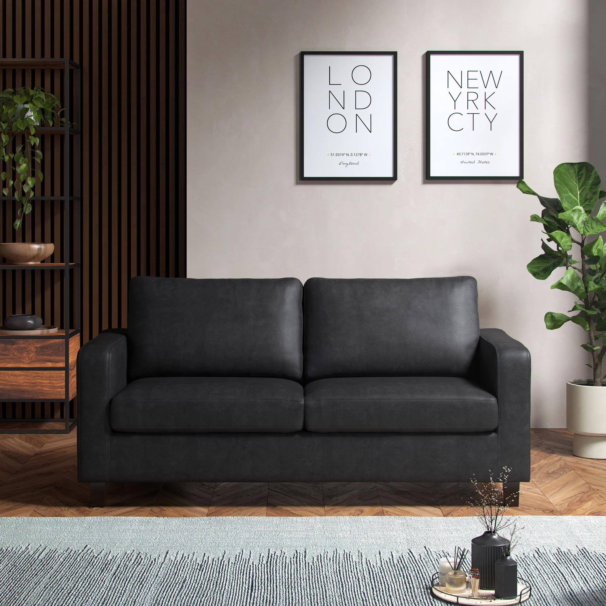 Cullen Faux Leather 3 Seater Sofa - Image 2