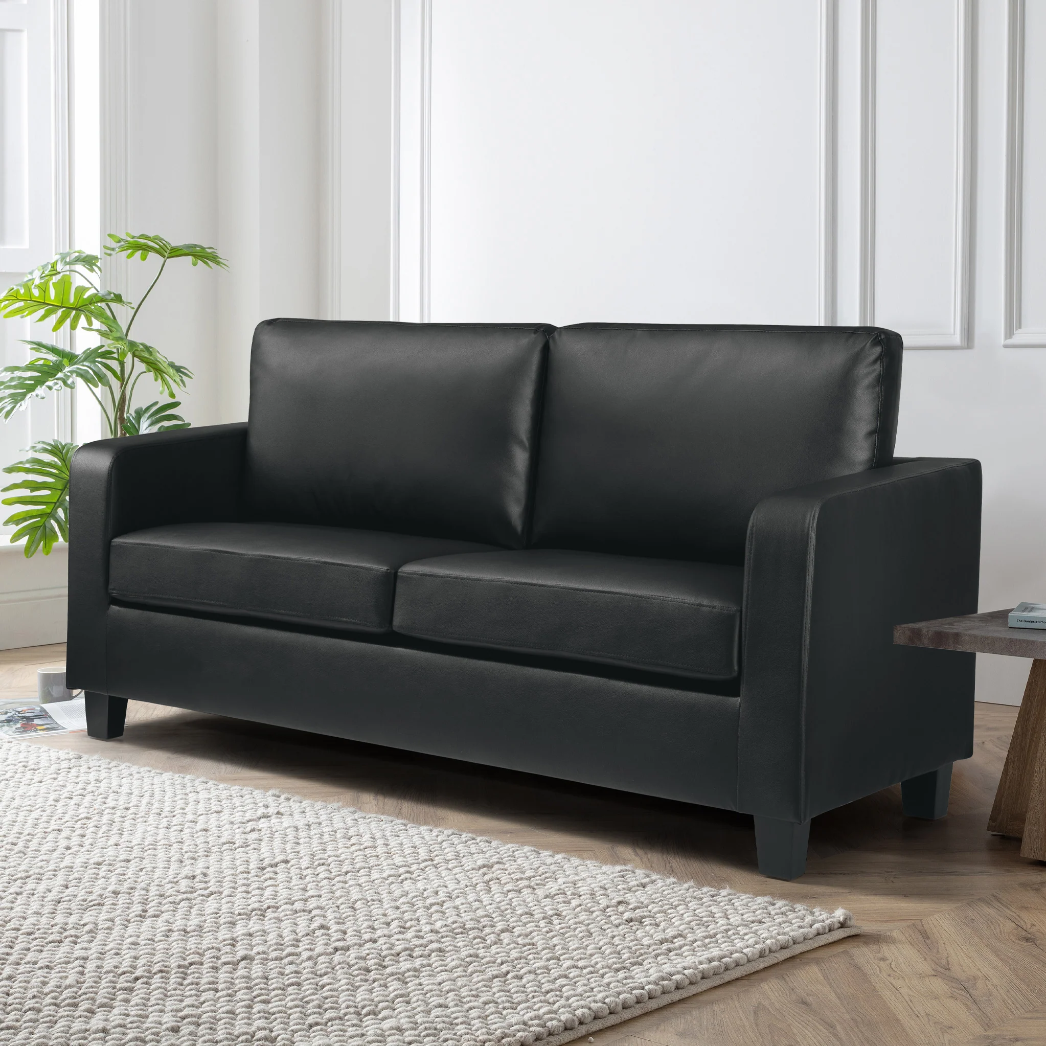 Cullen Faux Leather 3 Seater Sofa - Image 4