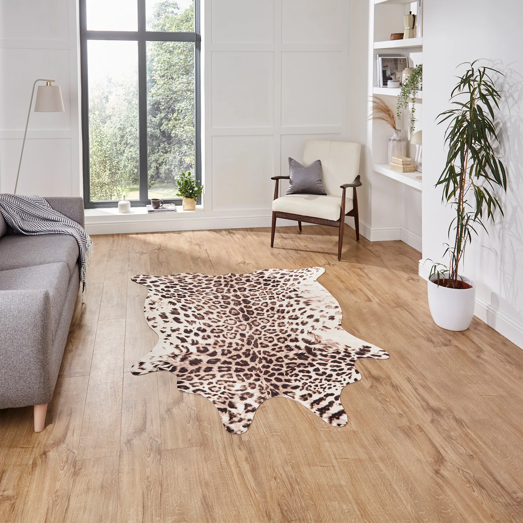Dakar Faux Fur Leopard Print Rug - Image 2