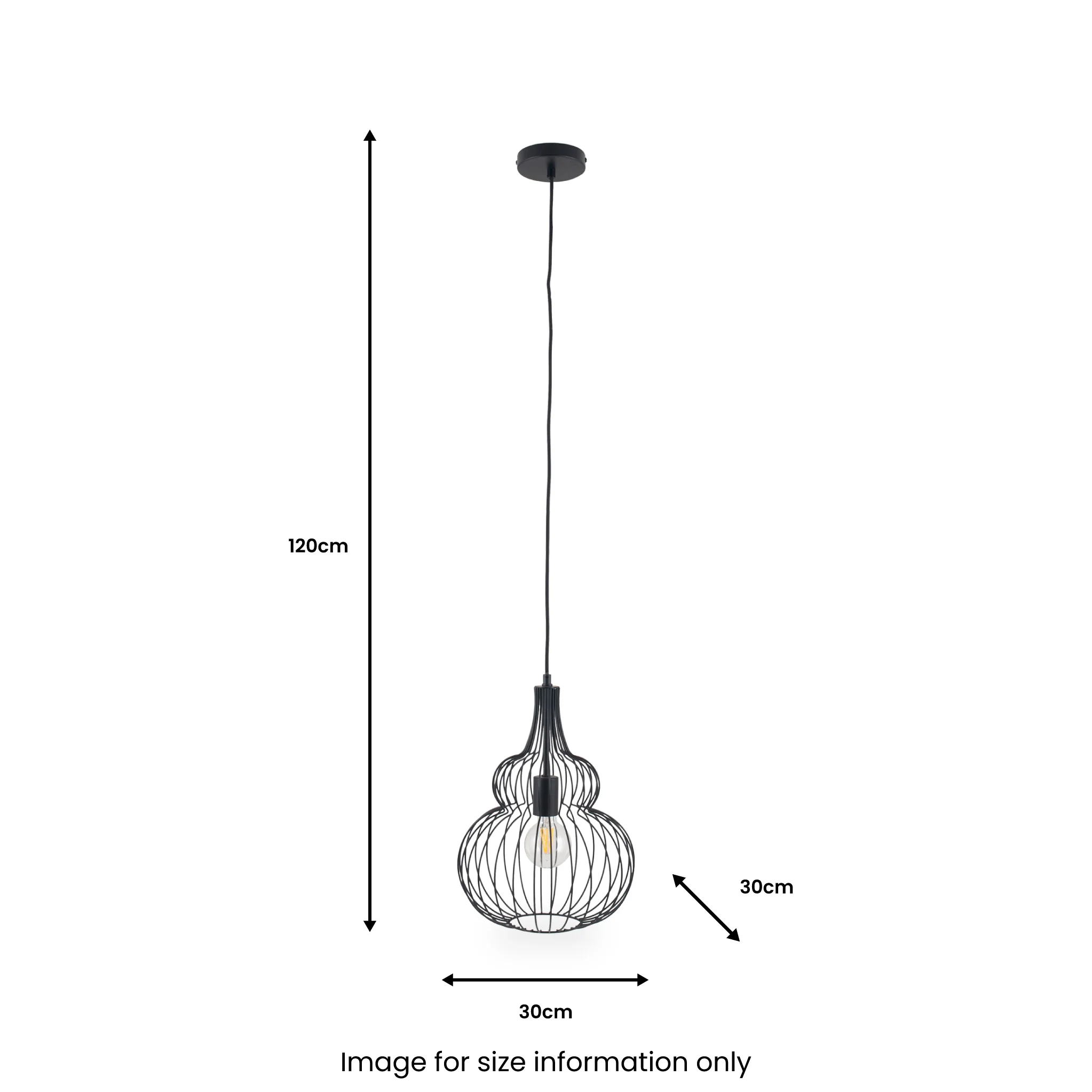 Dania Matt Black Metal Shaped Wire Pendant - Image 6