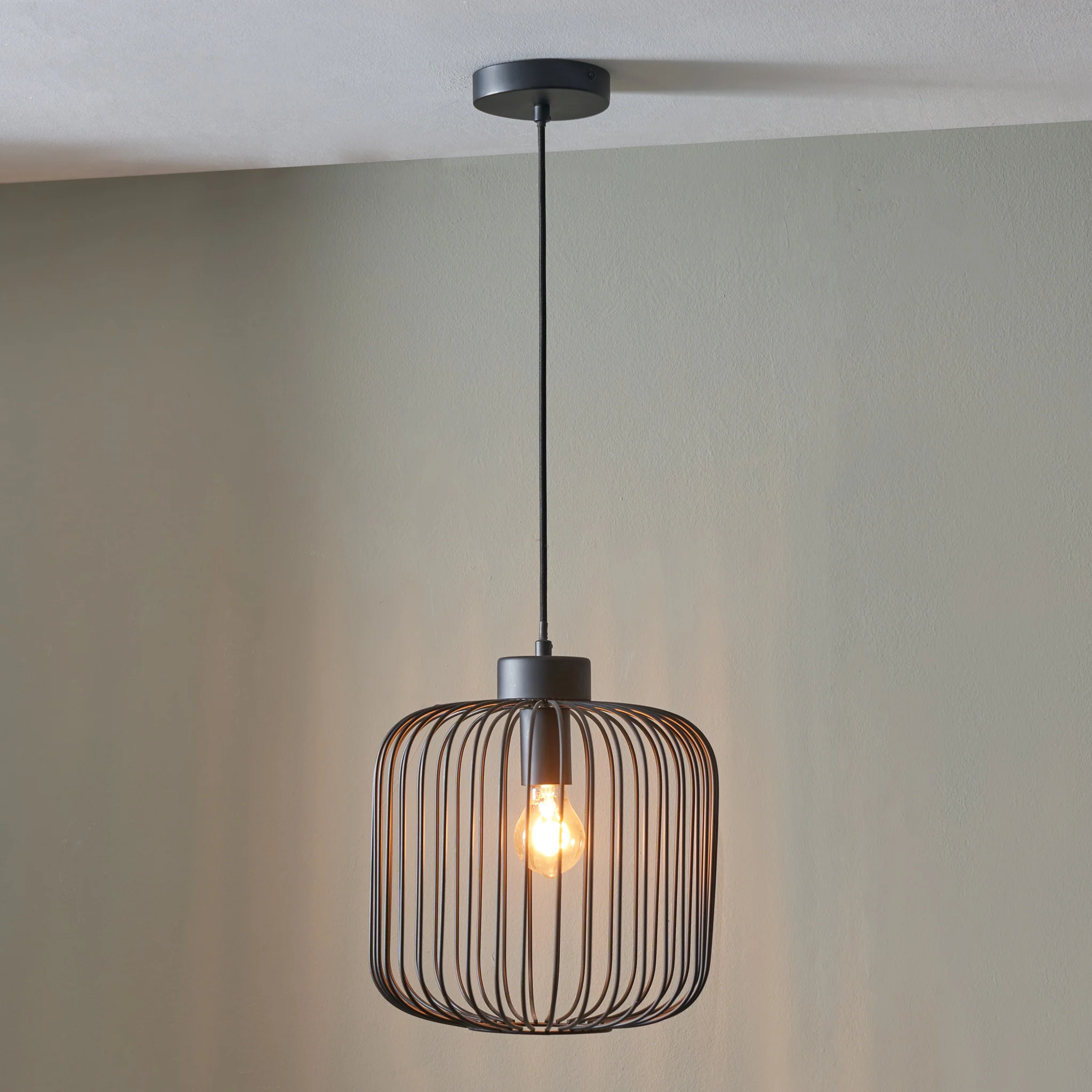 Dania Matt Black Metal Wire Pendant - Image 2