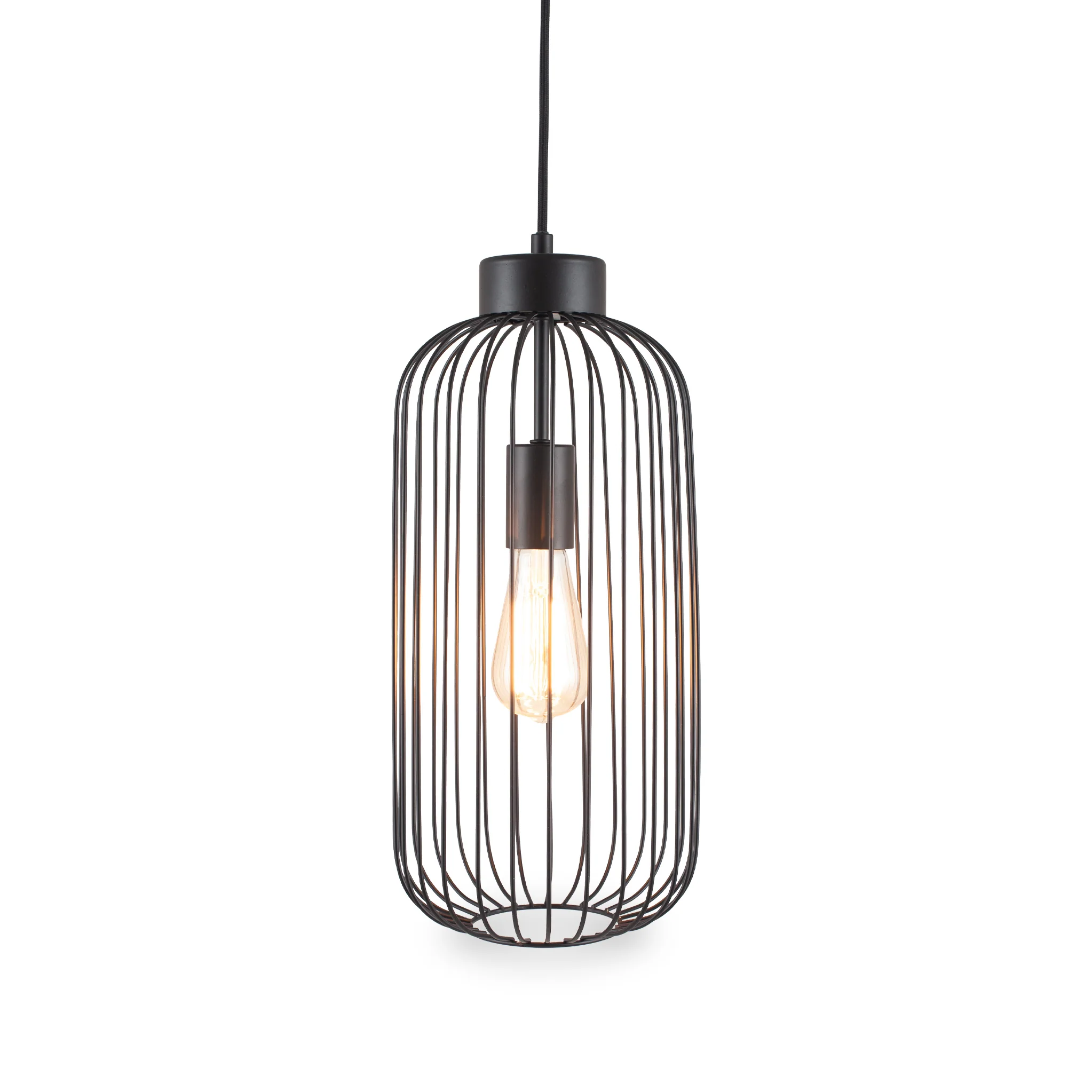 Dania Matt Black Metal Wire Tall Pendant - Image 3