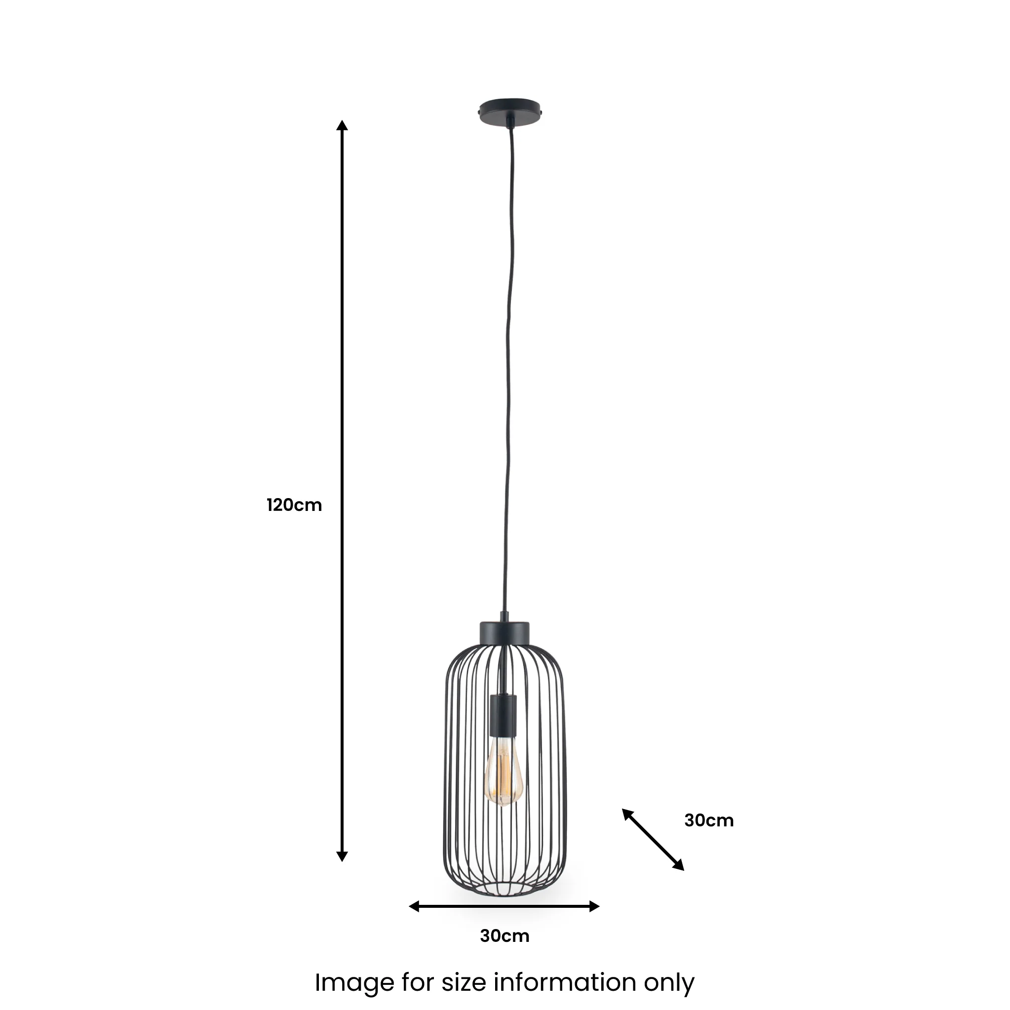 Dania Matt Black Metal Wire Tall Pendant - Image 6