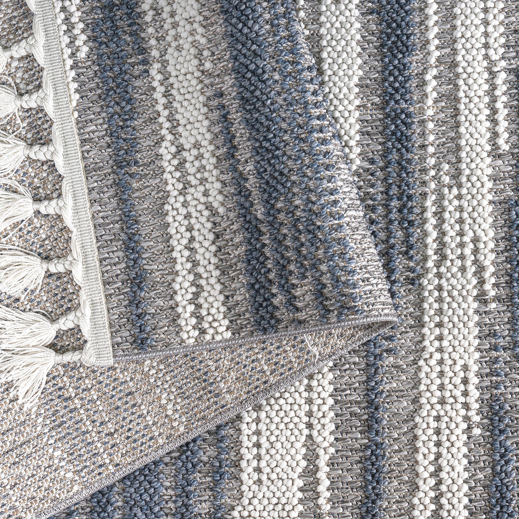 Dawson Flat and Loop Design Tassled Rug - Image 6