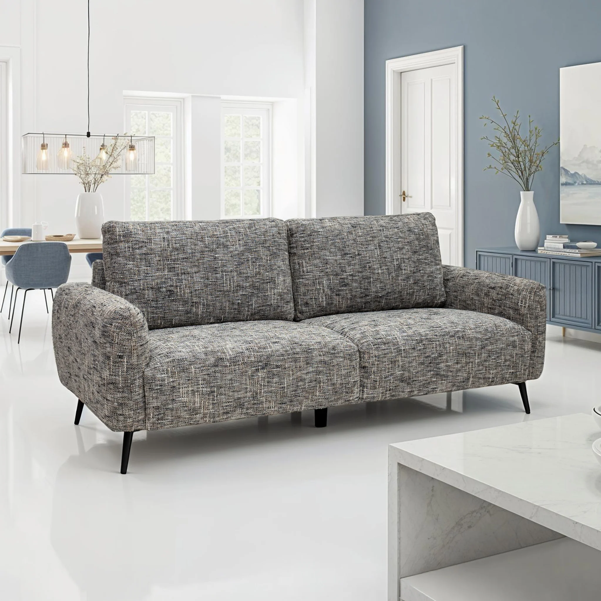 Delphine Multitonal Fabric 3 Seater Sofa - Image 2