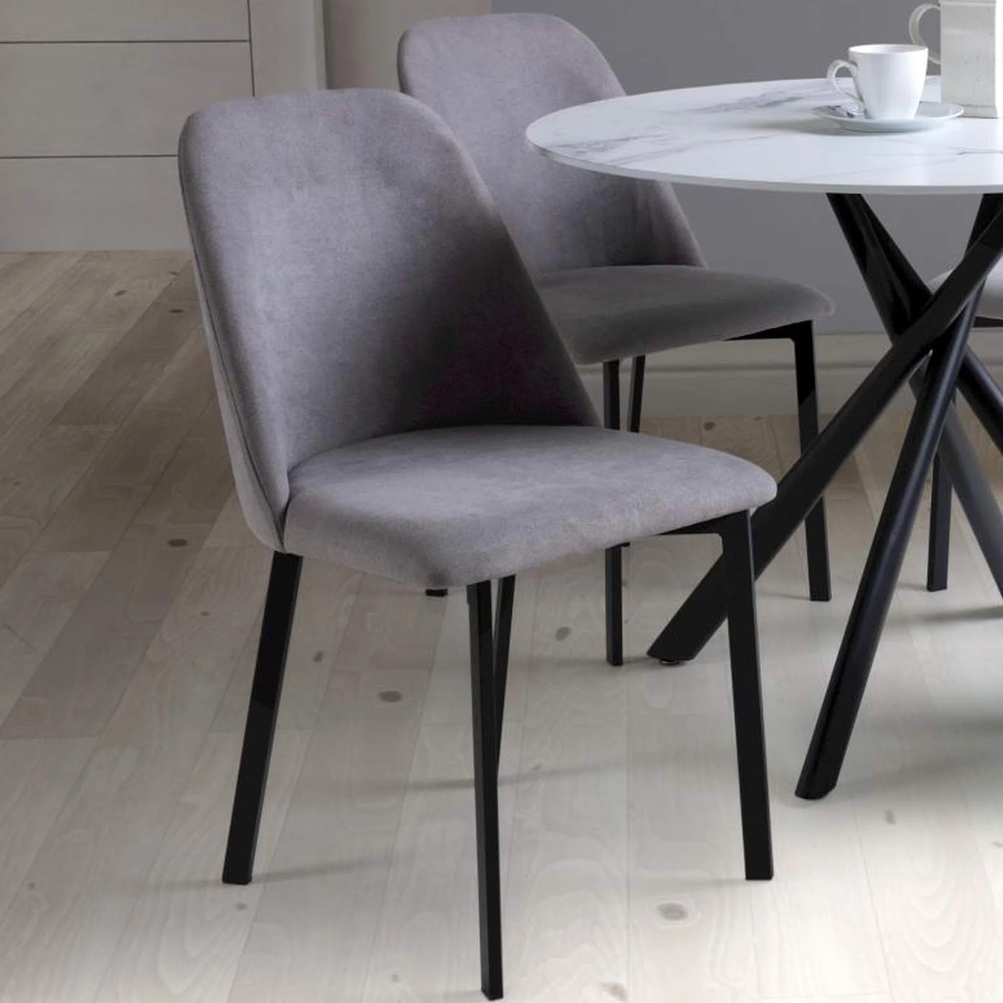 Delwyn Grey Faux Linen Dining Chair - Image 2