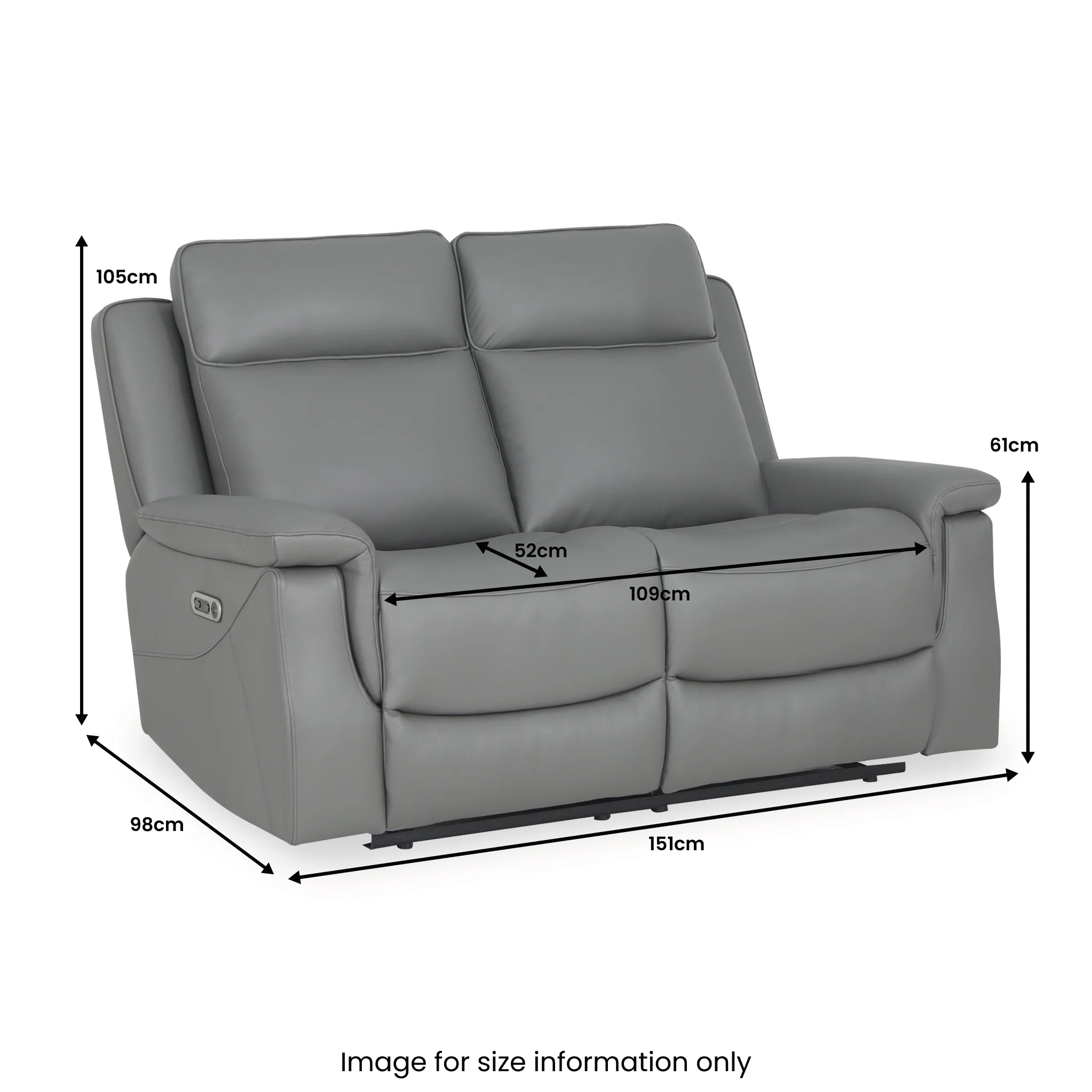 Denbor Power Leather Recliner 2 Seater Sofa - Image 4