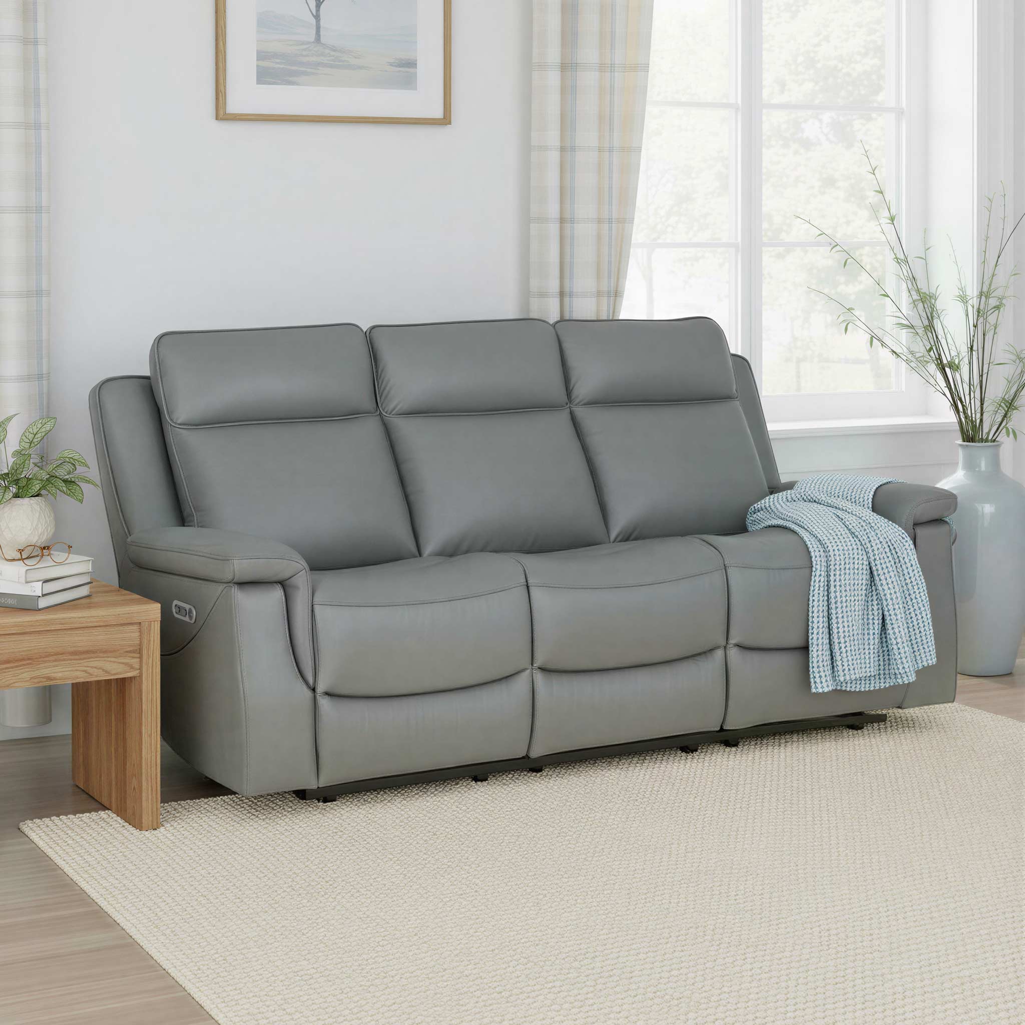 Denbor Power Leather Recliner 3 Seater Sofa - Image 2