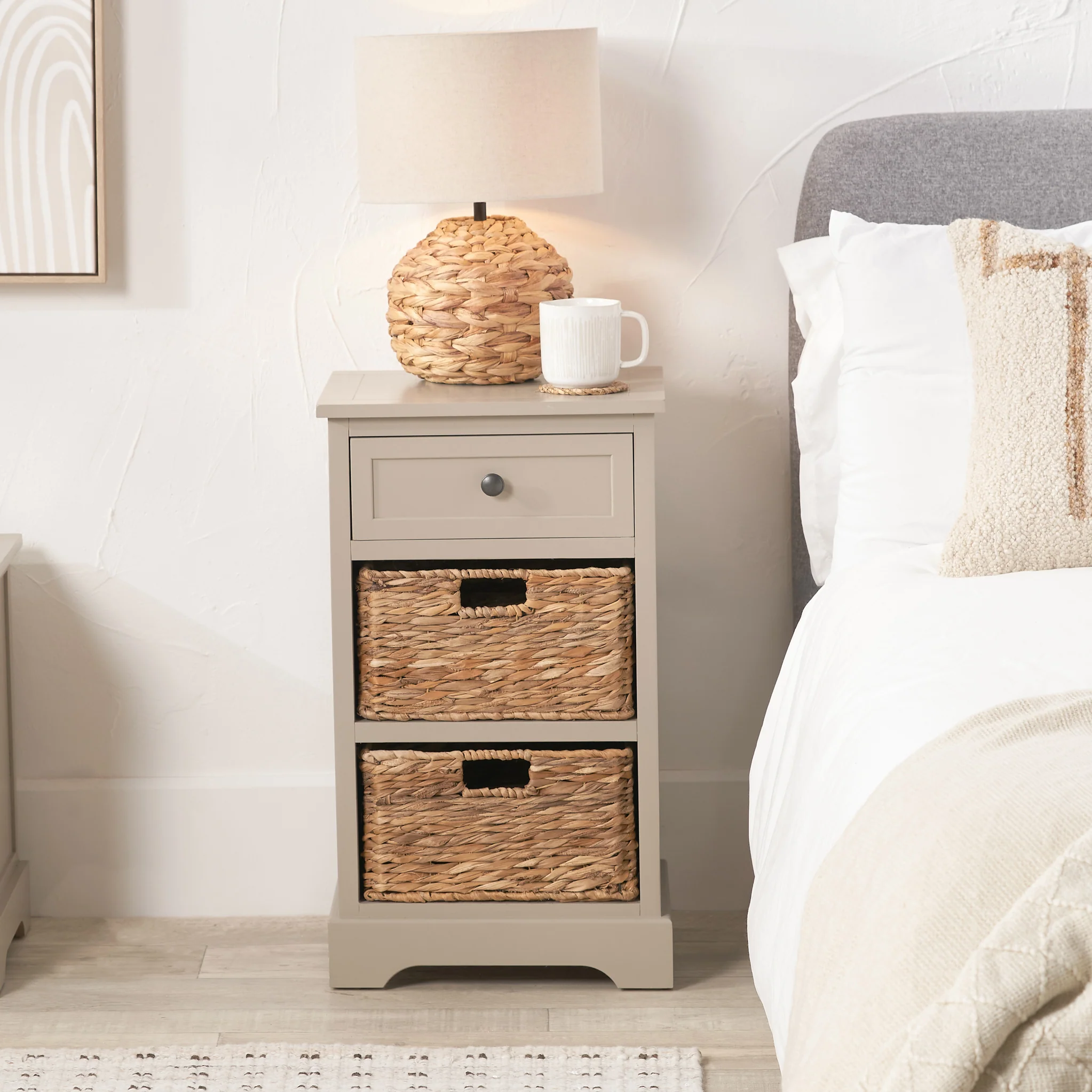 Devonshire Pine Bedside Table with Baskets - Image 2