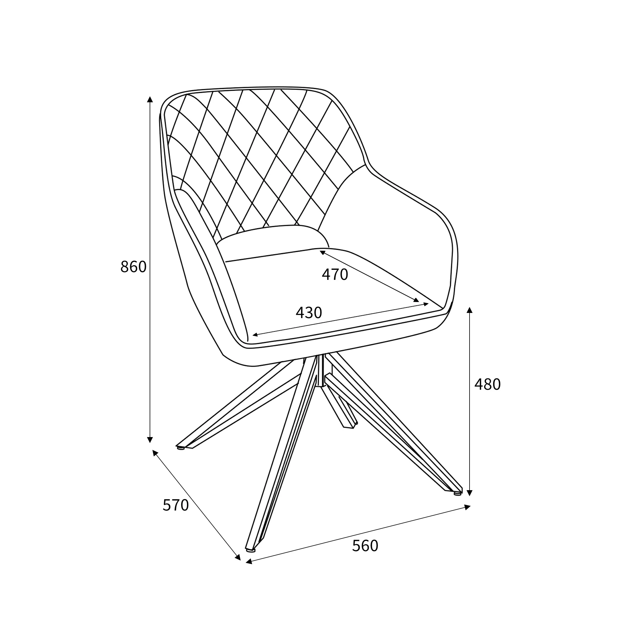 Drystan Swivel White Boucle Dining Chair - Image 10