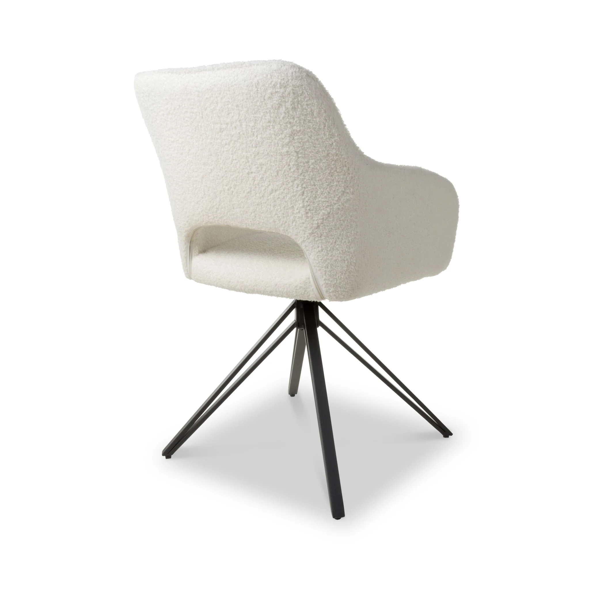 Drystan Swivel White Boucle Dining Chair - Image 7