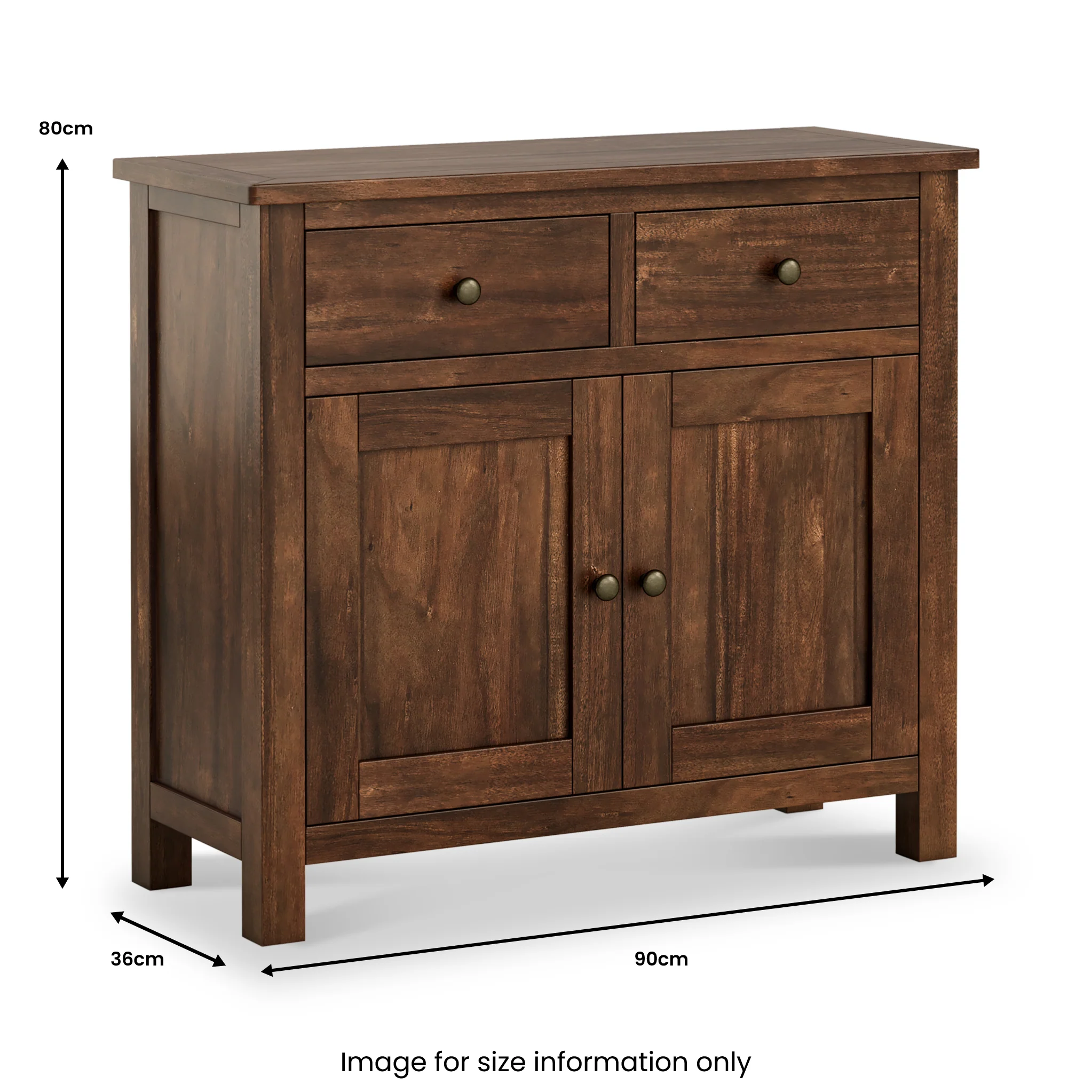 Duchy Acacia 2 Drawer Small Sideboard - Image 8