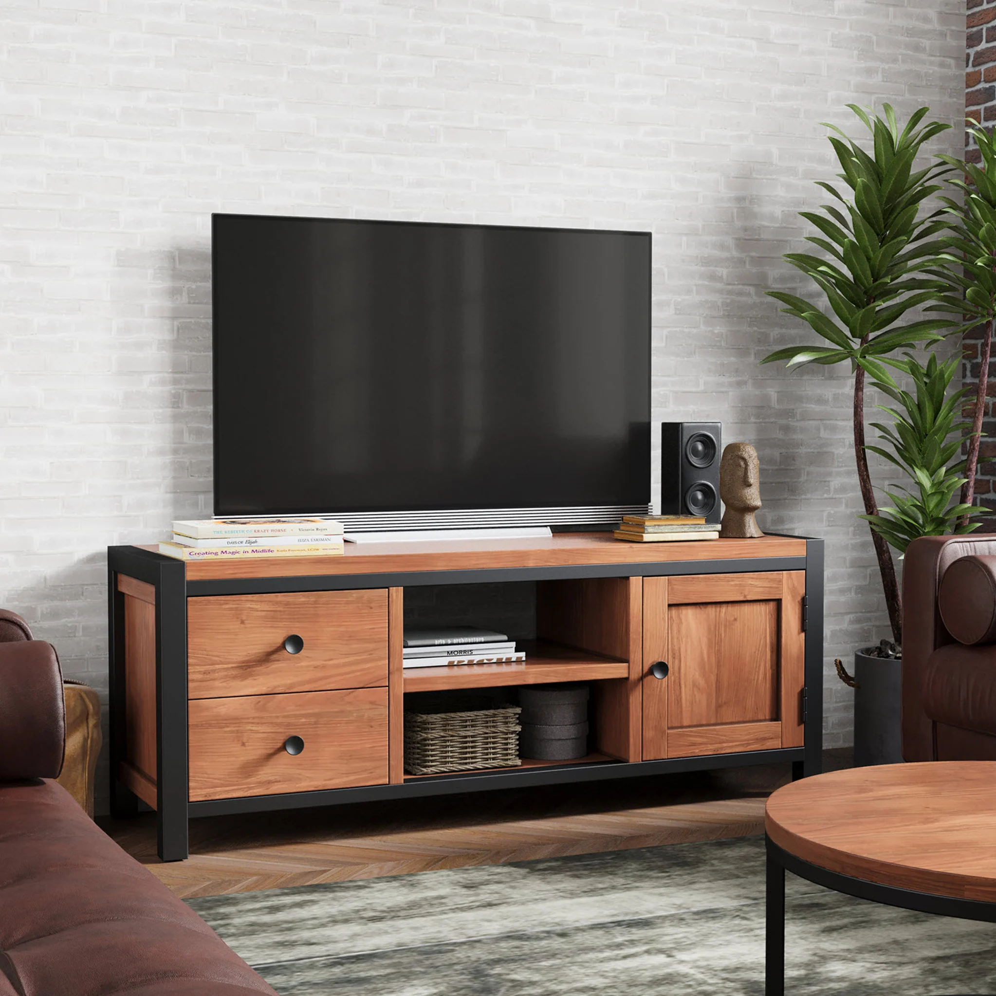 Dunstan Acacia 125cm Wide TV Unit - Image 2