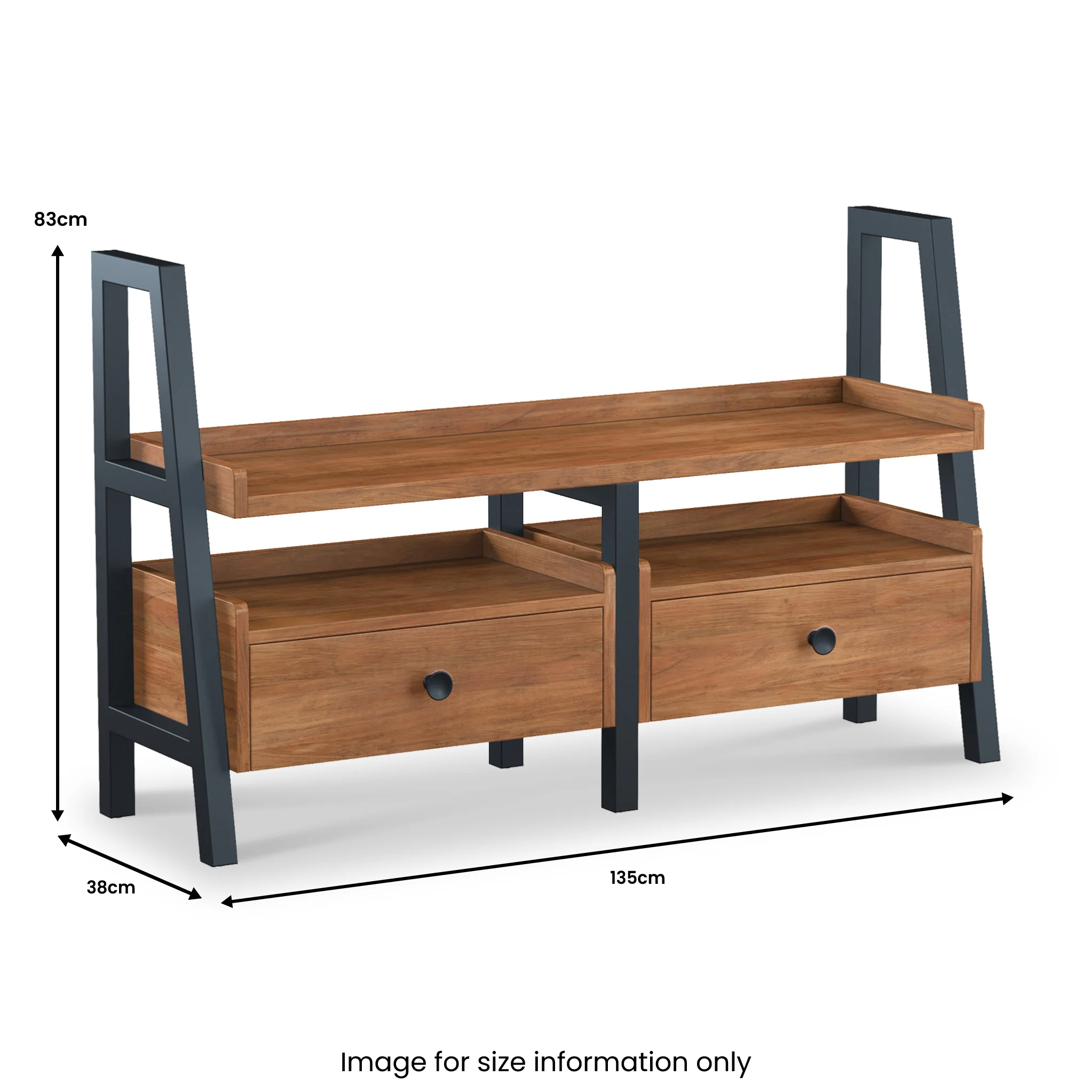 Dunstan Acacia 135cm TV Unit with Drawers - Image 7