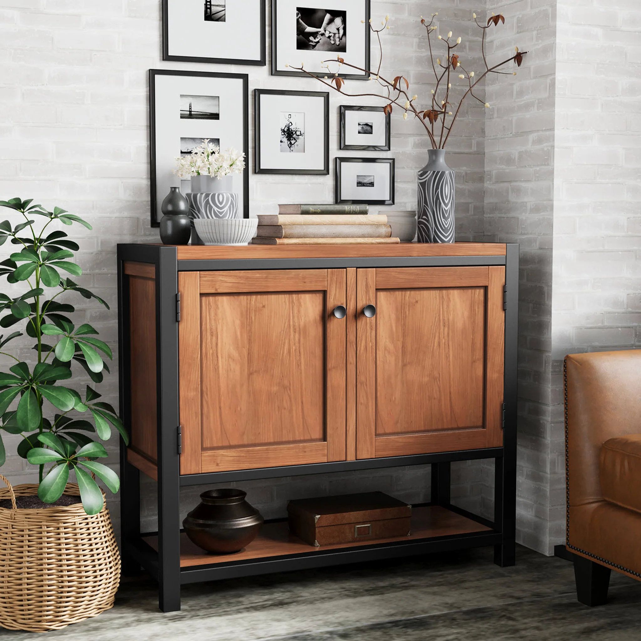 Dunstan Acacia 2 Door Cupboard - Image 2