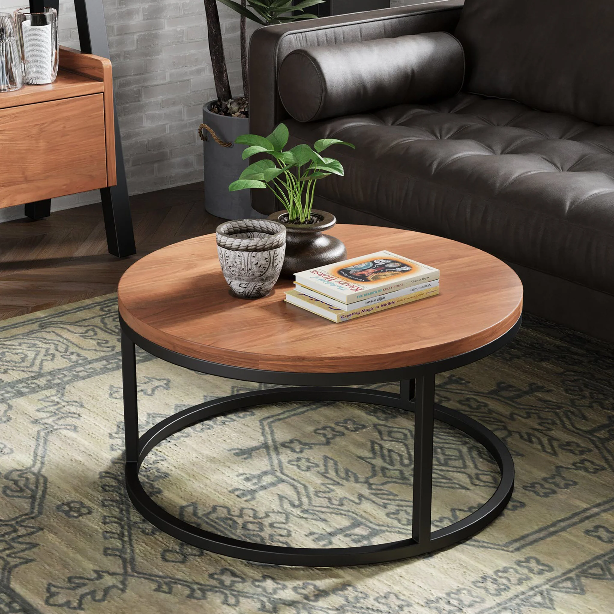 Dunstan Acacia Round Coffee Table - Image 2