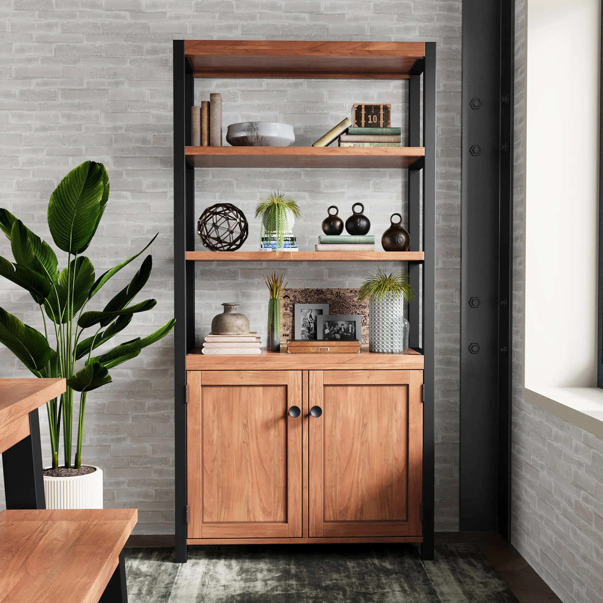 Dunstan Acacia Tall Display Bookcase - Image 2