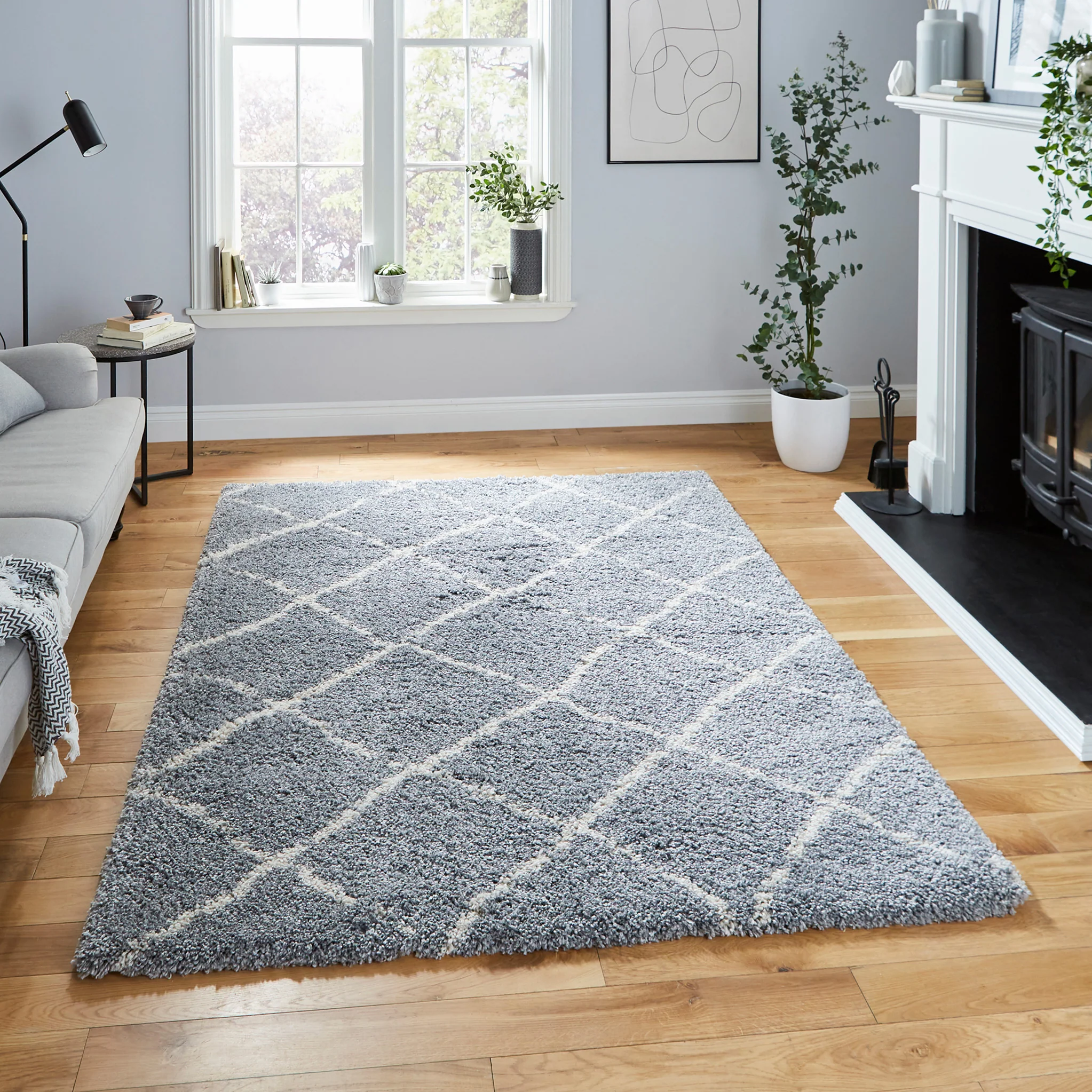 Durham Berber Diamond Shaggy Rug - Image 16
