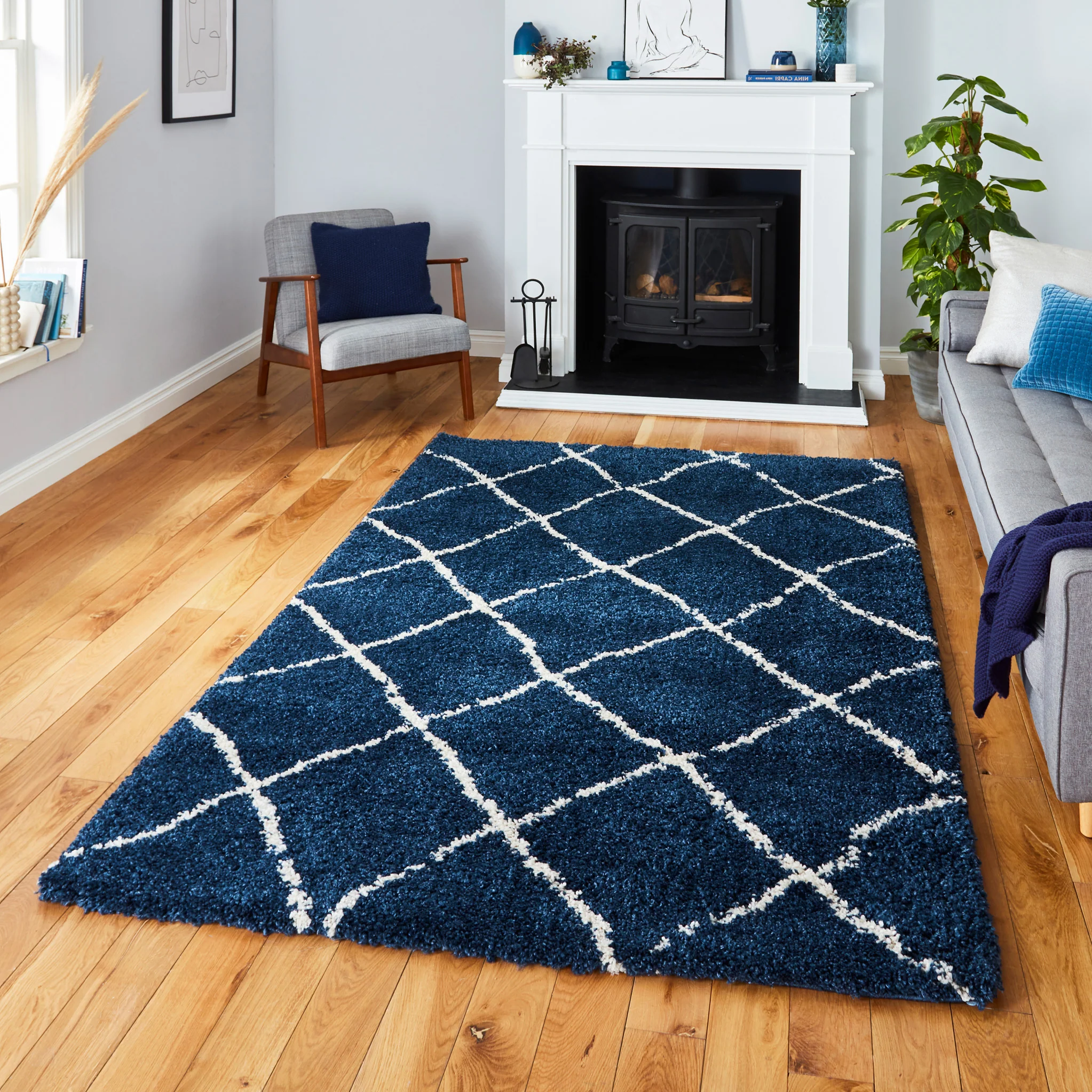 Durham Berber Diamond Shaggy Rug - Image 23