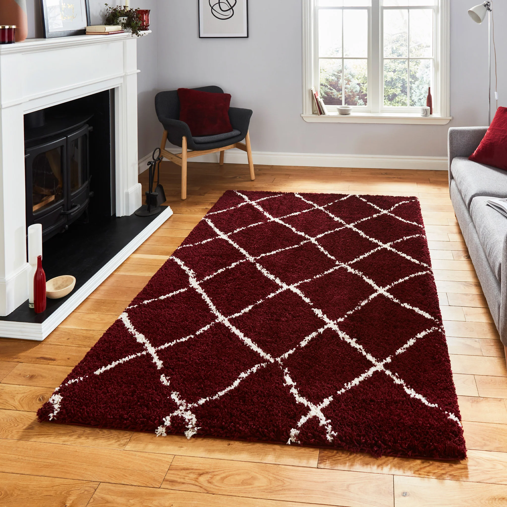 Durham Berber Diamond Shaggy Rug - Image 30
