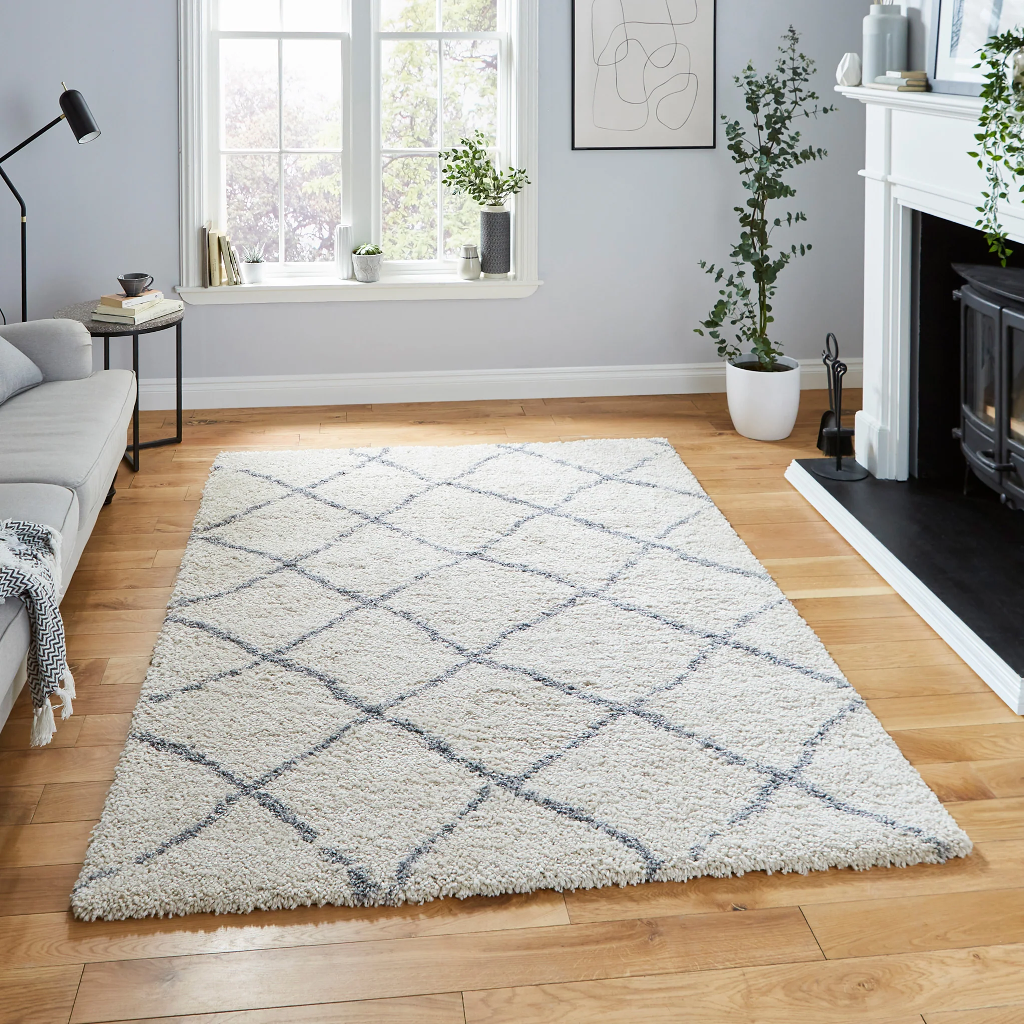 Durham Berber Diamond Shaggy Rug - Image 9