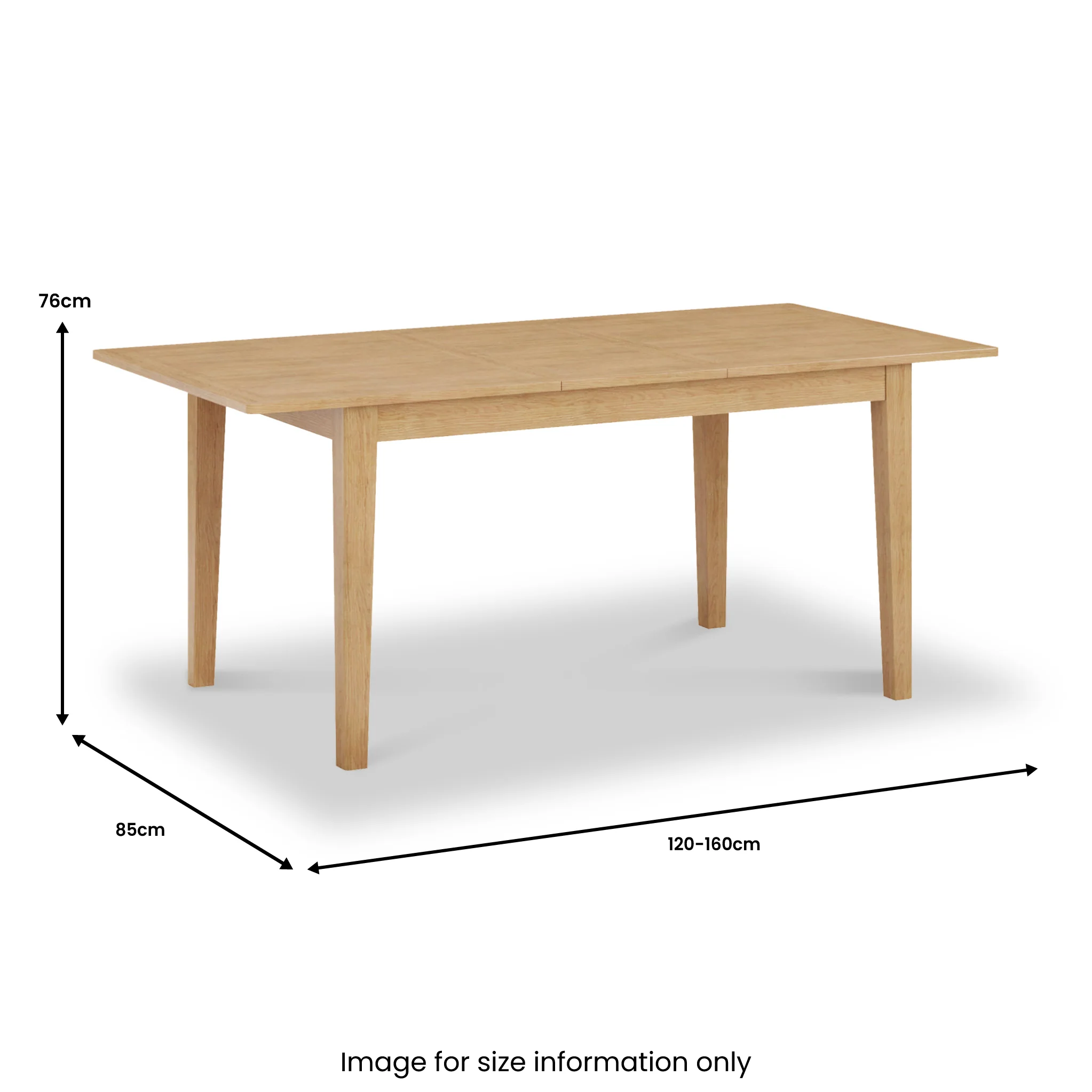 Durham Oak 120-160cm Extending Dining Table - Image 4