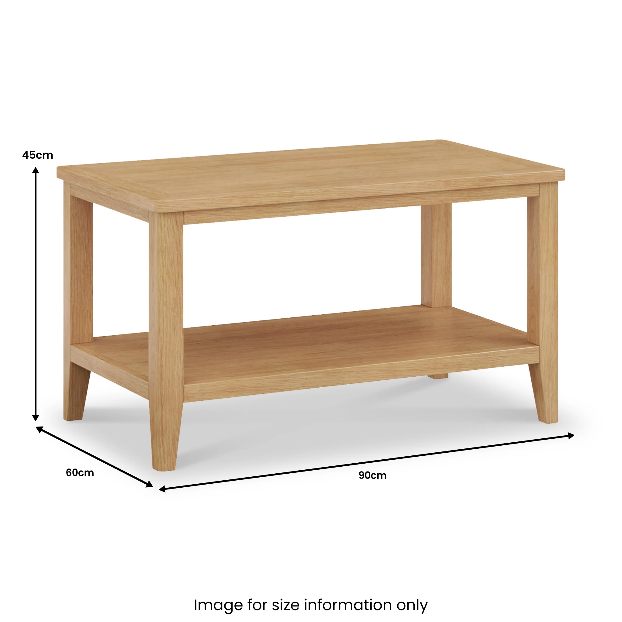 Durham Oak Coffee Table with Shelf - Image 4