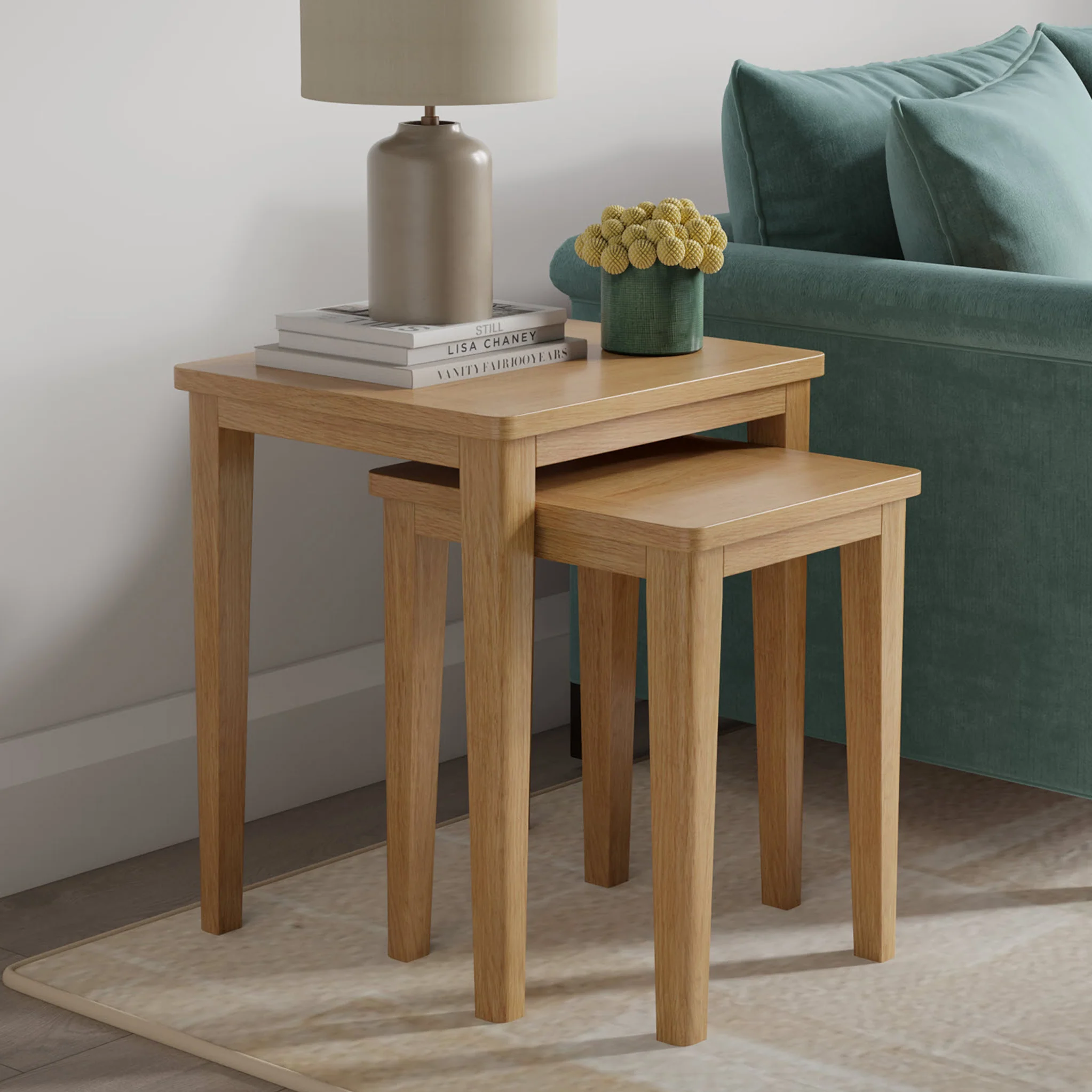 Durham Oak Nest of 2 Tables - Image 2