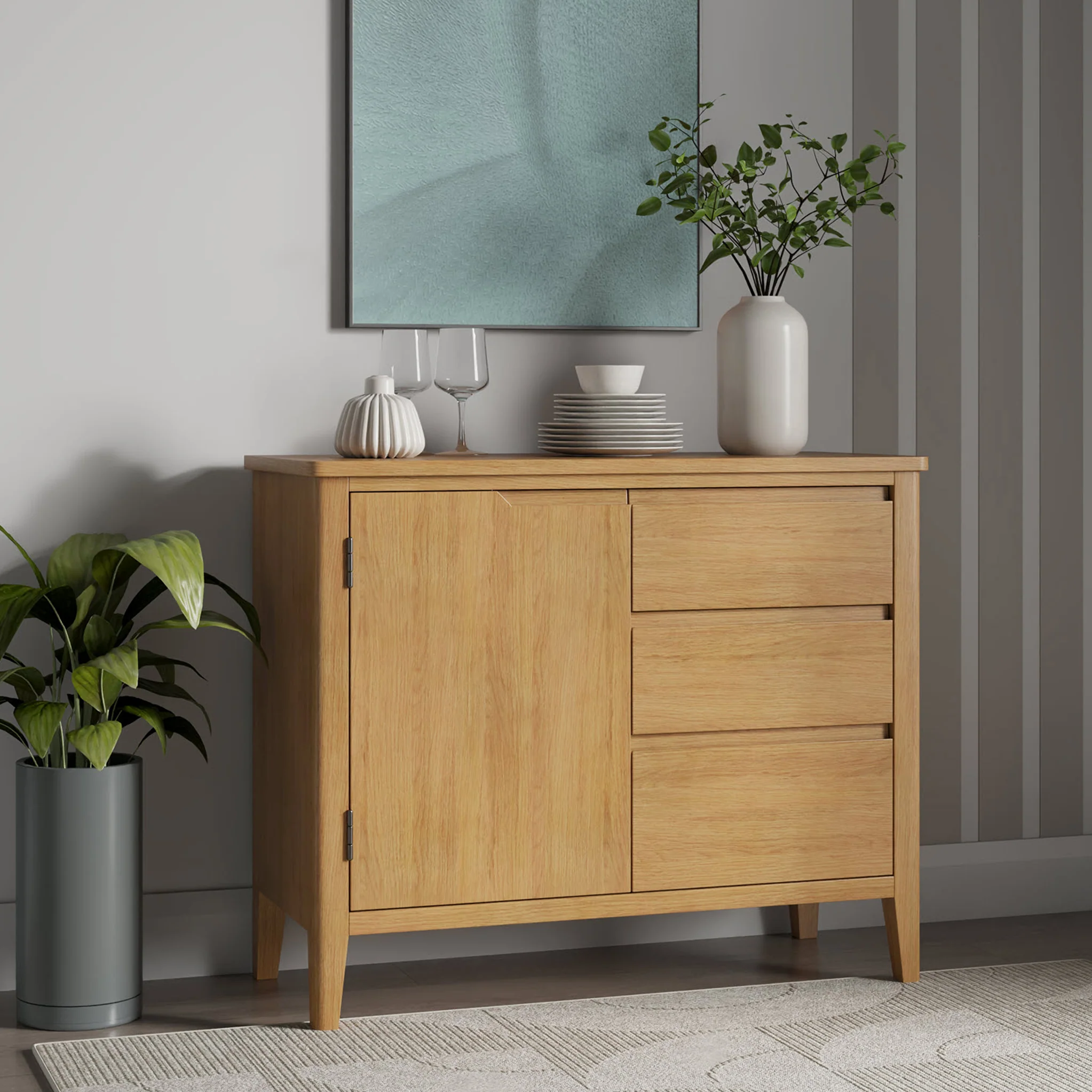 Durham Oak Small Sideboard - Image 2