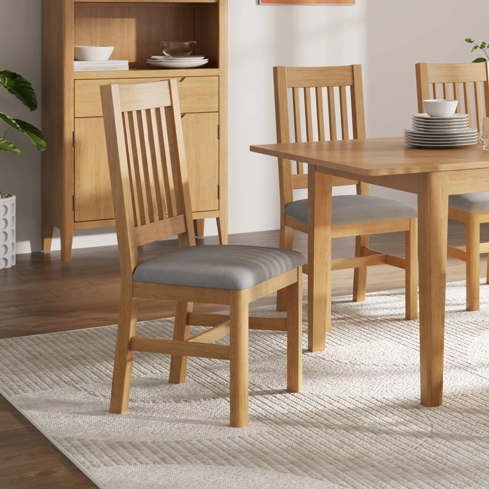 Durham Oak Upholstered Dining Chair - Image 2