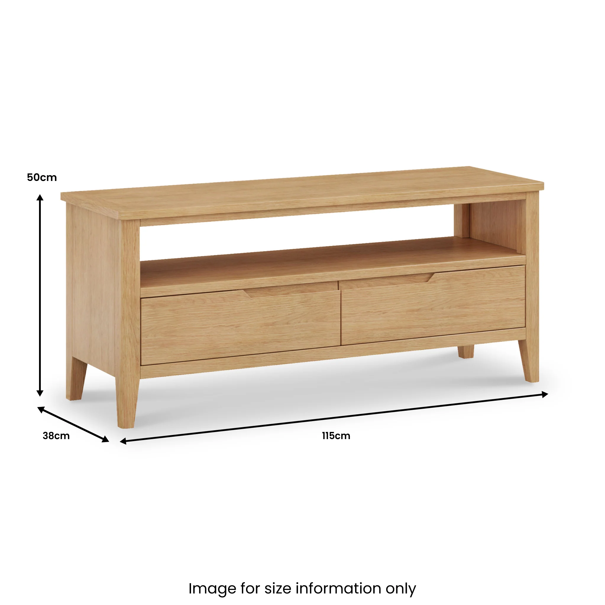 Durham Oak Wide 115cm TV Unit - Image 5